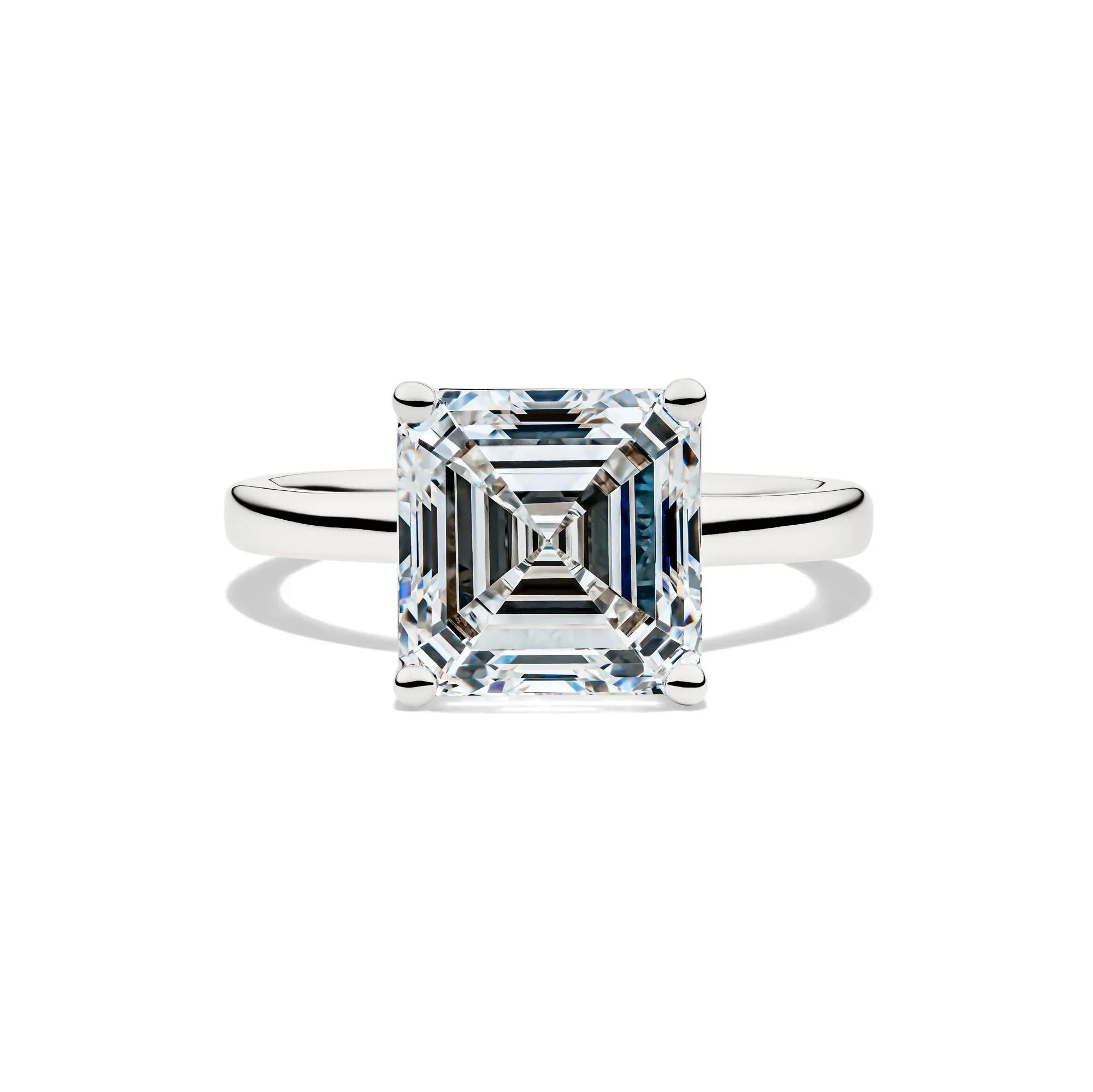 Lab Grown Diamond Asscher-Cut Solitaire Engagement Ring 14K White Gold (5 CT.) Size 11 2mm