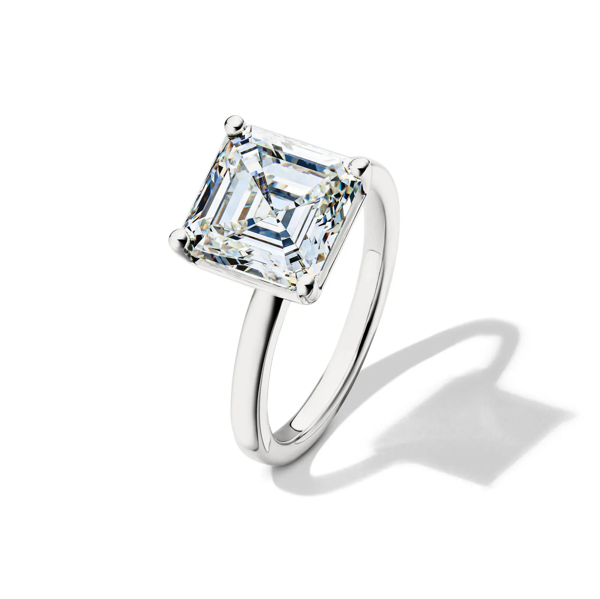 Lab Grown Diamond Asscher-Cut Solitaire Engagement Ring 14K White Gold (5 CT.) Size 6.5 2mm - Image 4