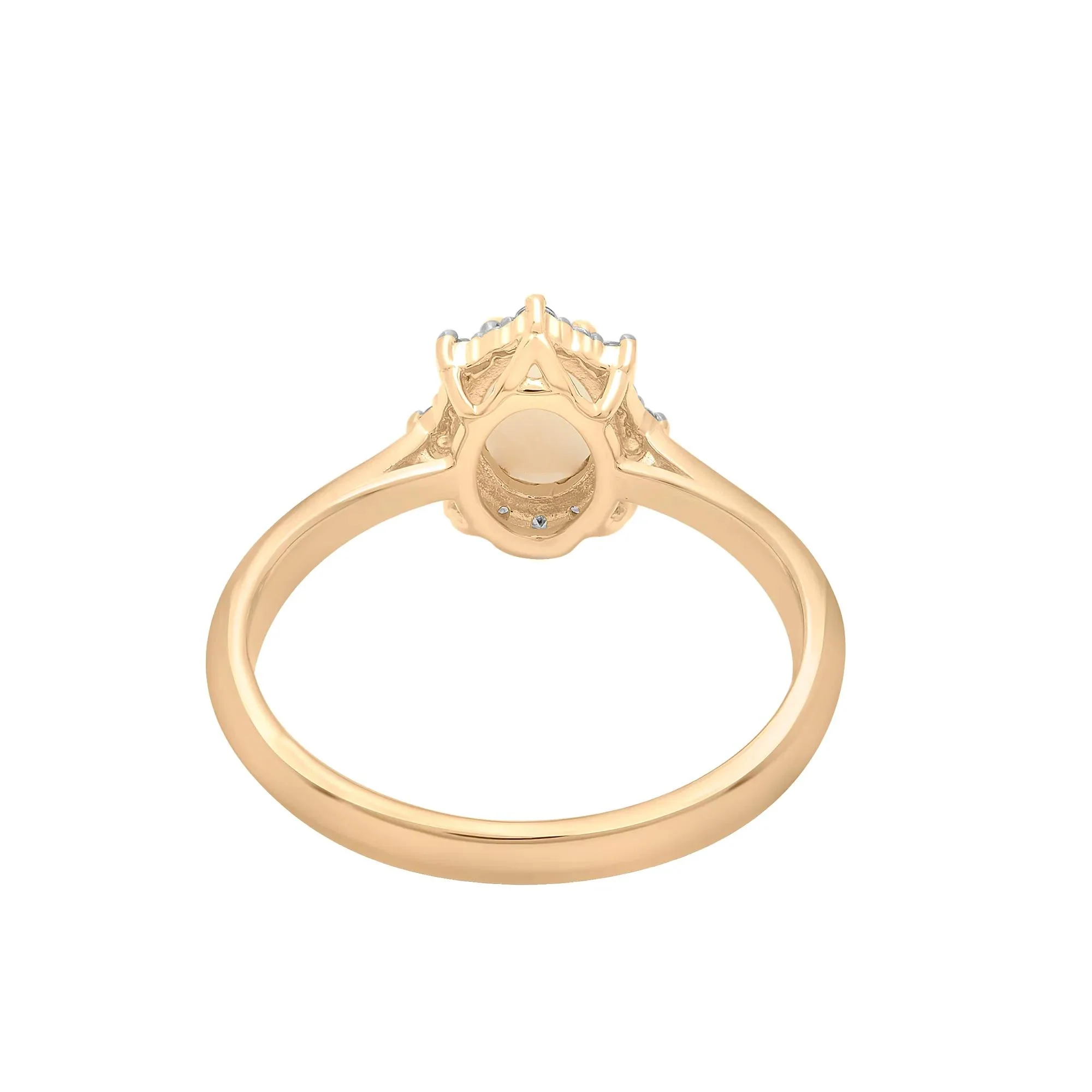 Australian Opal Oval & Diamond Halo Ring 10K Yellow Gold Size 6 2mm - Image 5