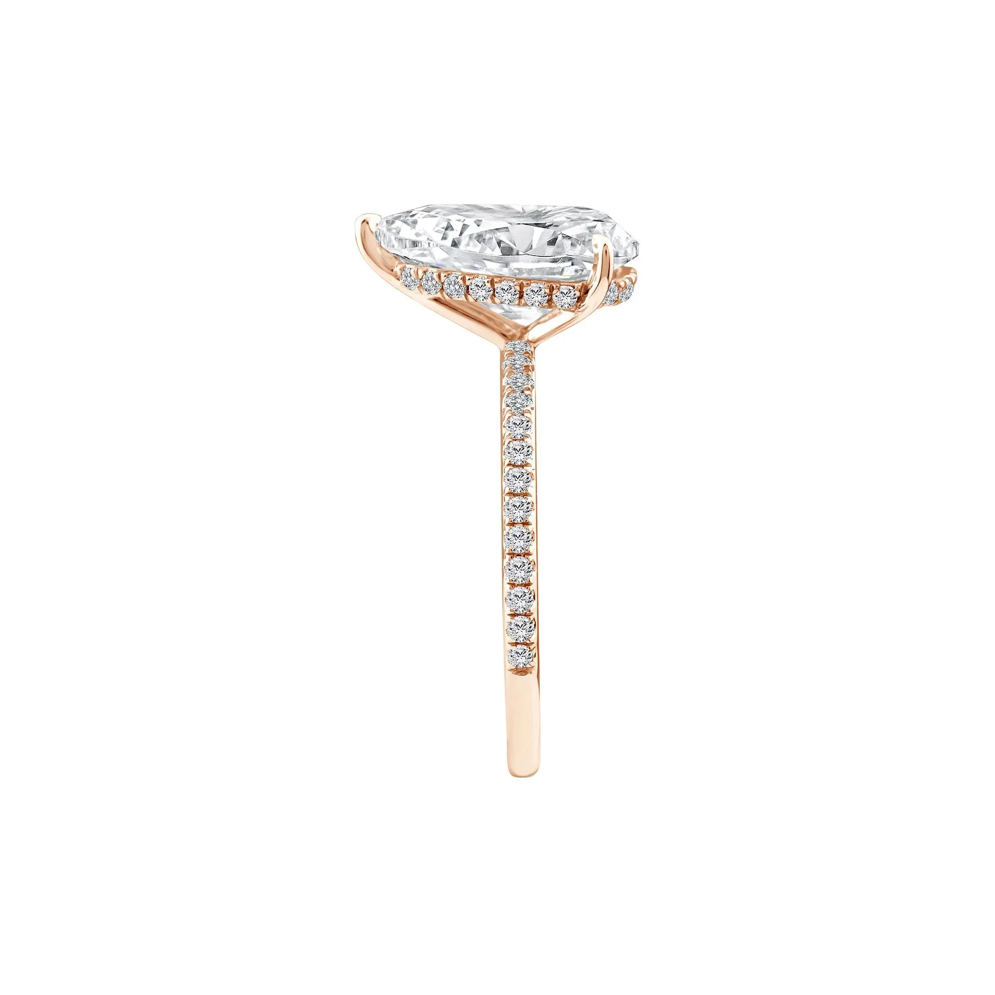 3 1/4 CT. Tw. Lab Grown Diamond Pear-Shaped Engagement Ring 14K Rose Gold Round Brilliant Cut Size 6.5 1mm - Image 3