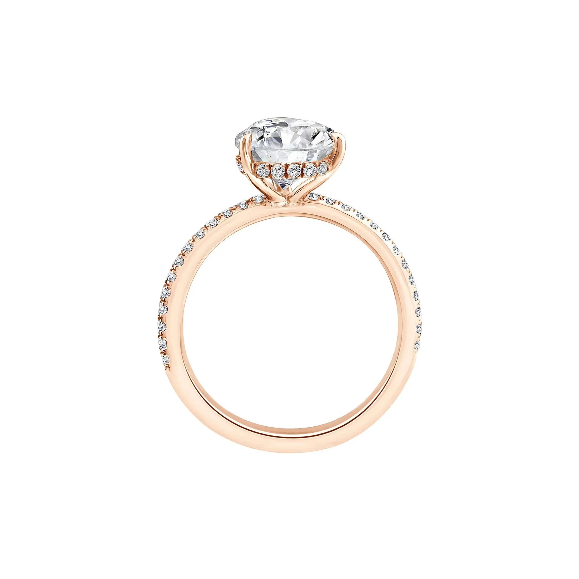 3 1/4 CT. Tw. Lab Grown Diamond Pear-Shaped Engagement Ring 14K Rose Gold Round Brilliant Cut Size 8 1mm - Image 2