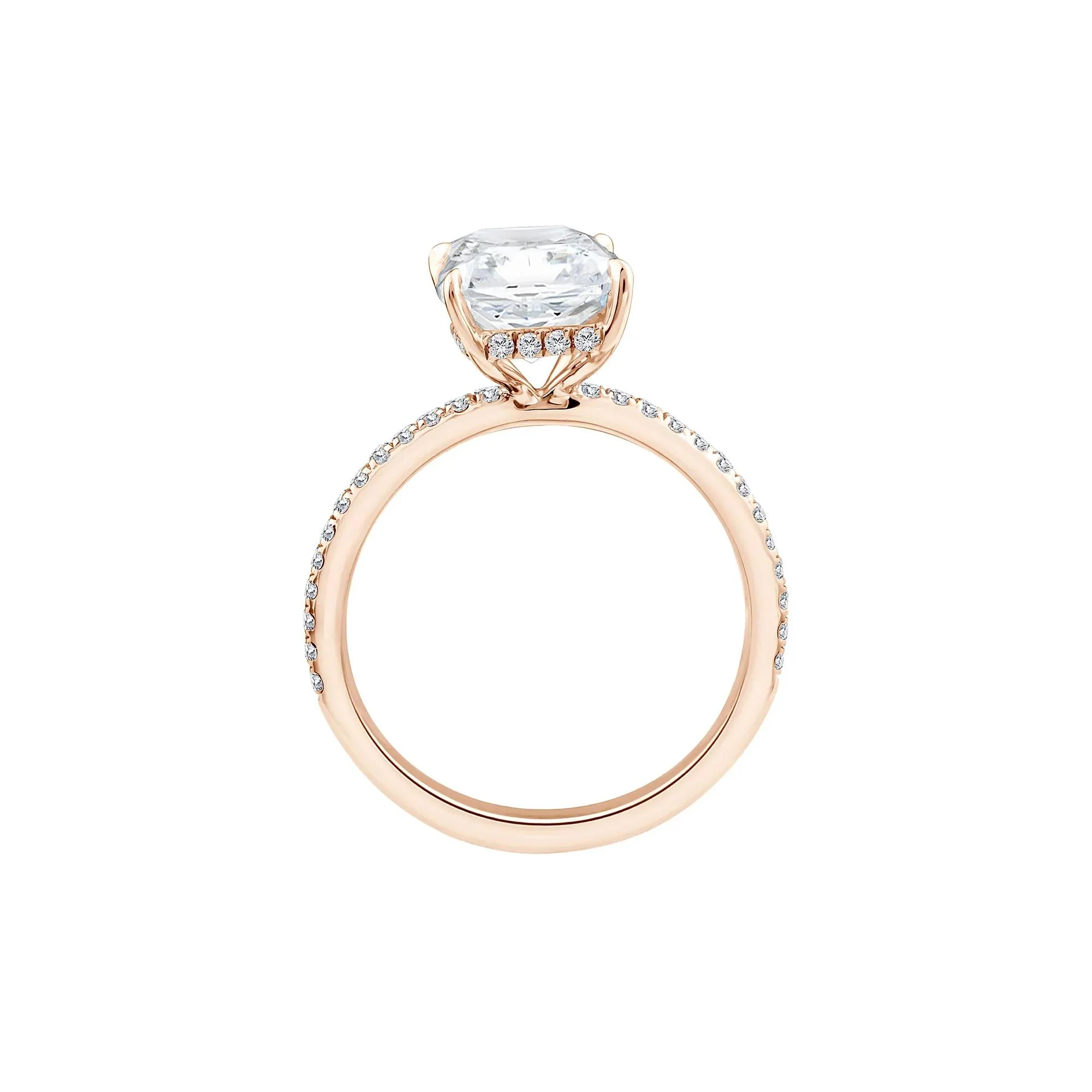 3 1/4 CT. Tw. Lab Grown Diamond Radiant-Cut Engagement Ring 14K Rose Gold Round Brilliant Cut Size 8.5 1mm - Image 2