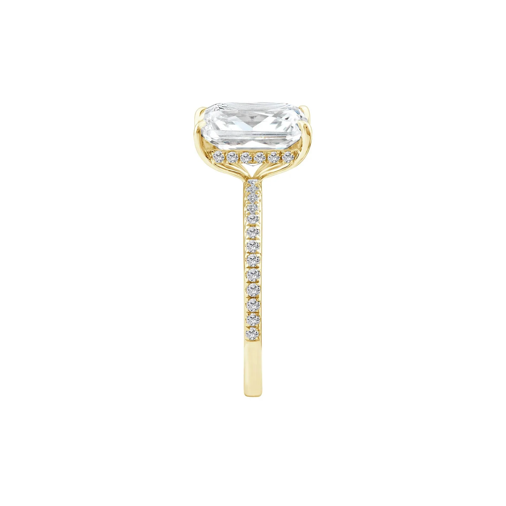 3 1/4 CT. Tw. Lab Grown Diamond Radiant-Cut Engagement Ring 14K Yellow Gold Round Brilliant Cut Size 5.5 1mm - Image 3