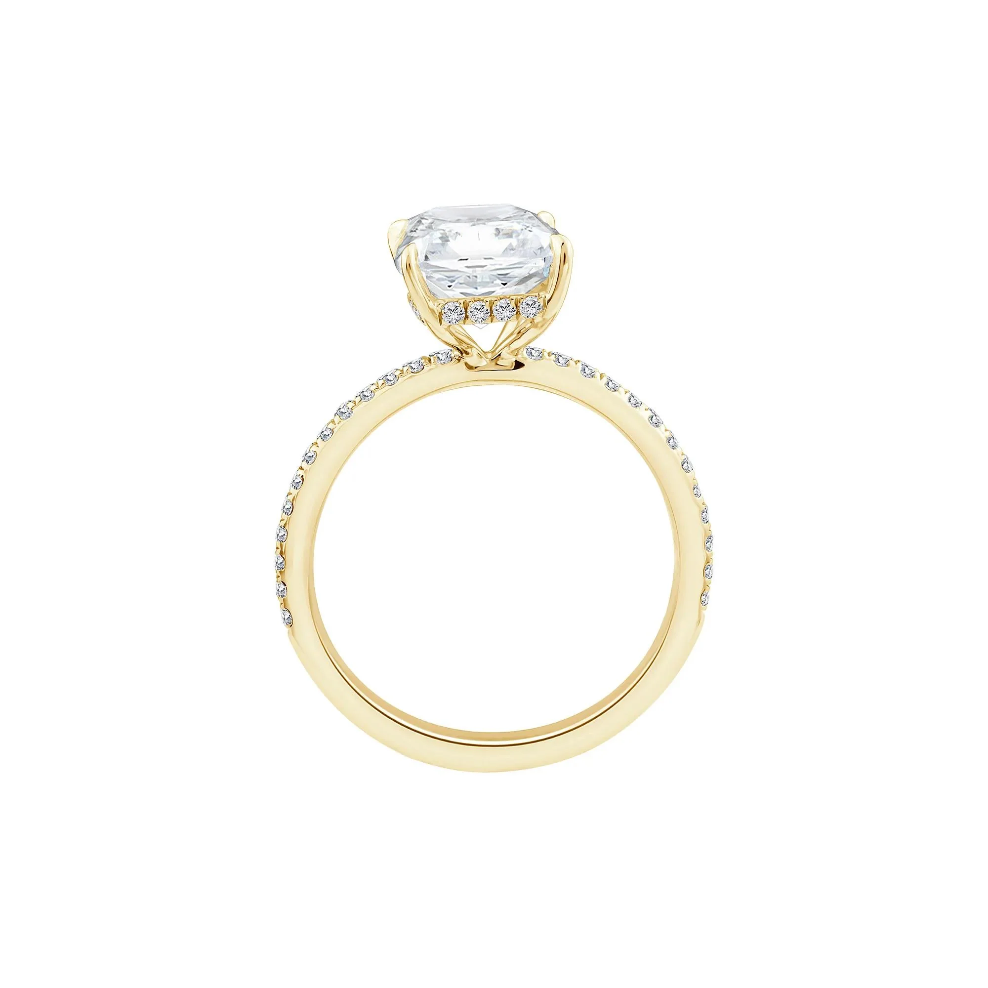 3 1/4 CT. Tw. Lab Grown Diamond Radiant-Cut Engagement Ring 14K Yellow Gold Round Brilliant Cut Size 6.5 1mm - Image 2