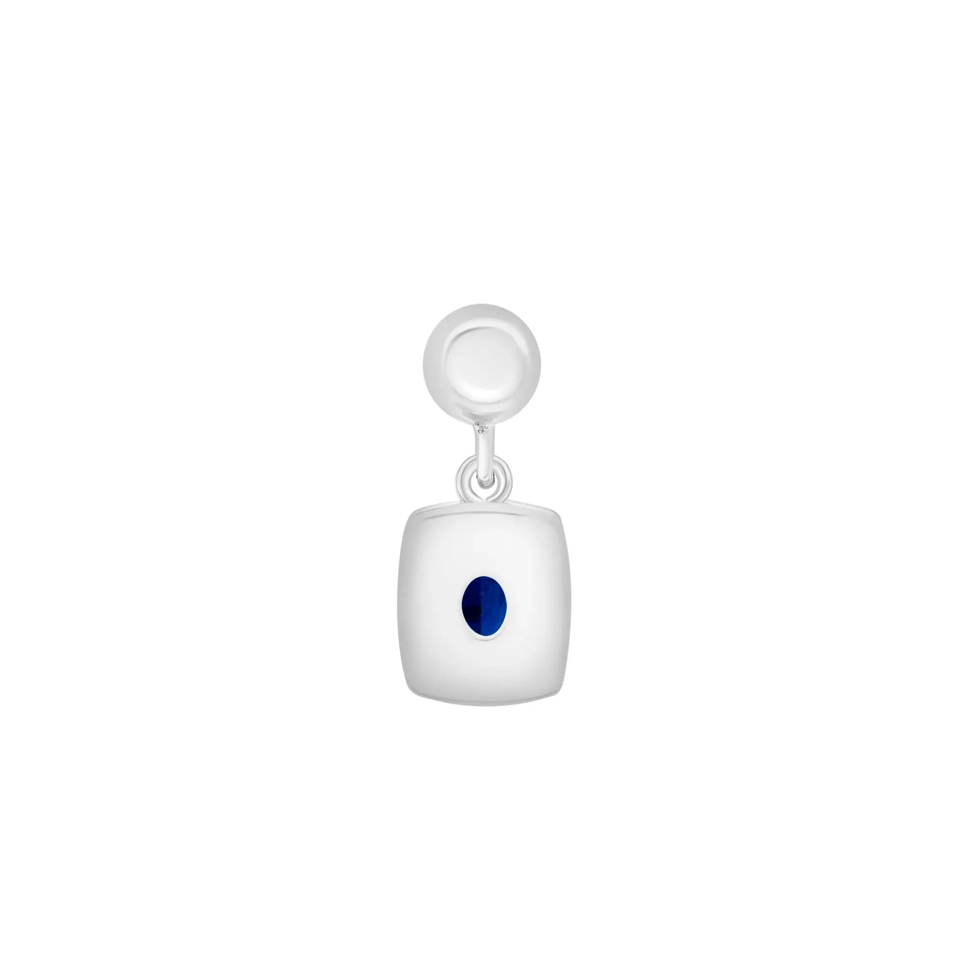 Lab-Created Blue Sapphire Medallion Birthstone Bead Charm .925 Sterling Silver White Size 13.00mm - Image 3