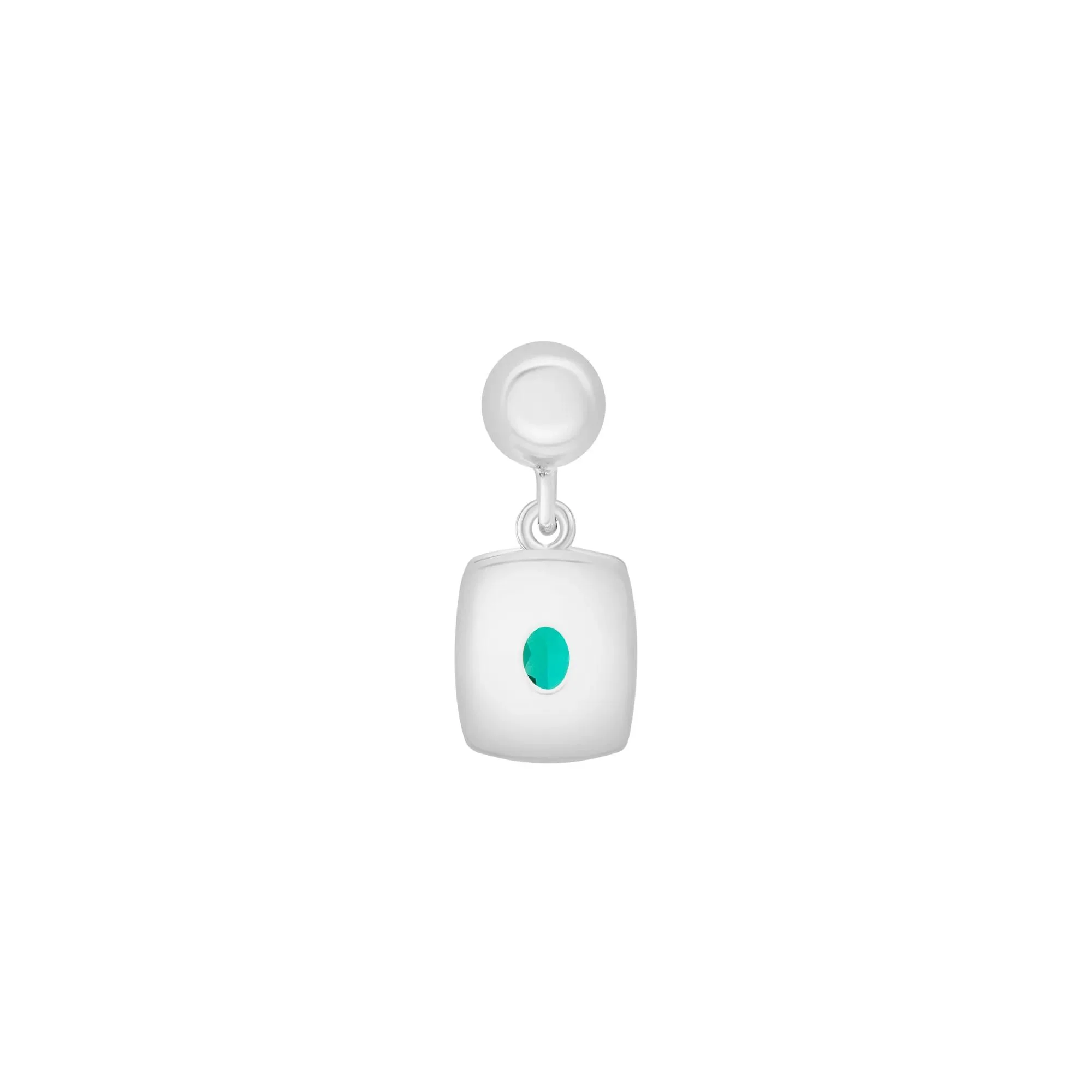 Lab-Created Emerald Medallion Birthstone Bead Charm .925 Sterling Silver White Size 13.00mm - Image 3