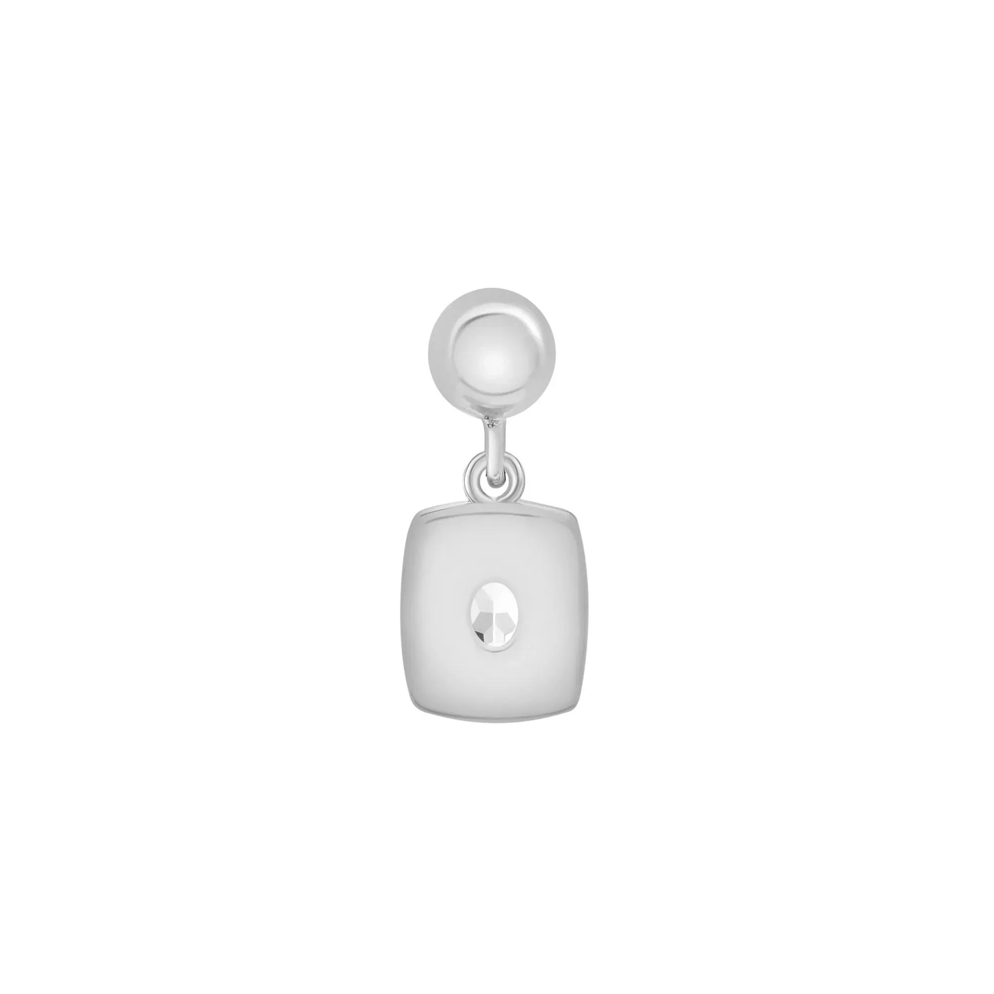 Lab-Created White Sapphire Medallion Birthstone Bead Charm .925 Sterling Silver Size 13.00mm - Image 3