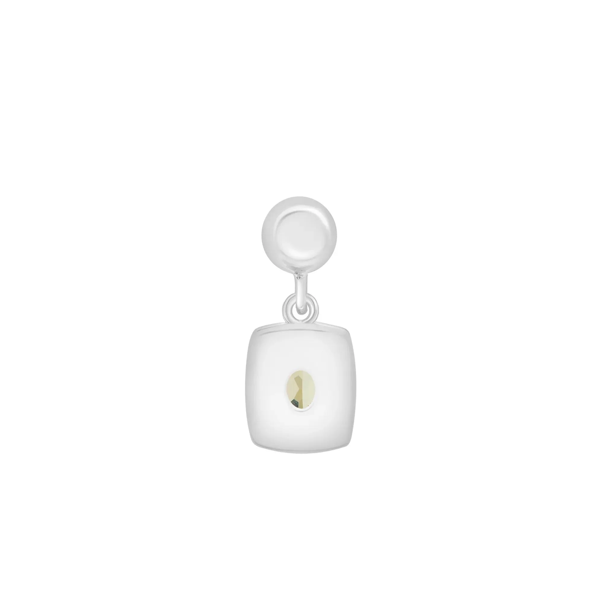 Peridot Medallion Birthstone Bead Charm .925 Sterling Silver White Size 13.00mm - Image 3