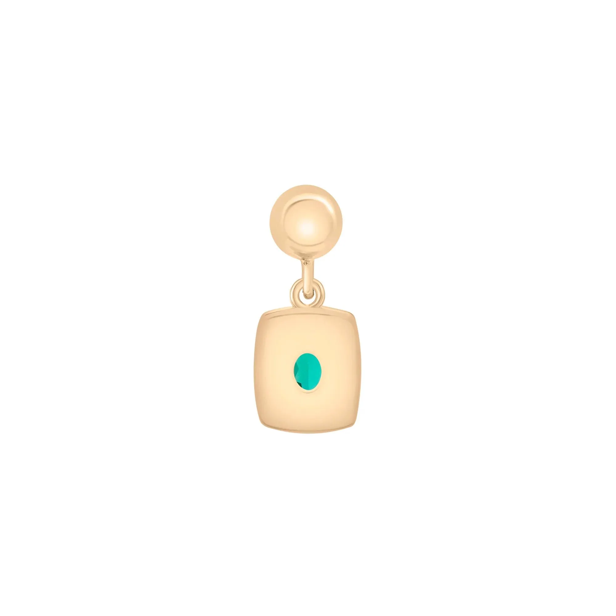 Lab-Created Emerald Medallion Birthstone Bead Charm Vermeil Yellow Size 13.00mm - Image 3