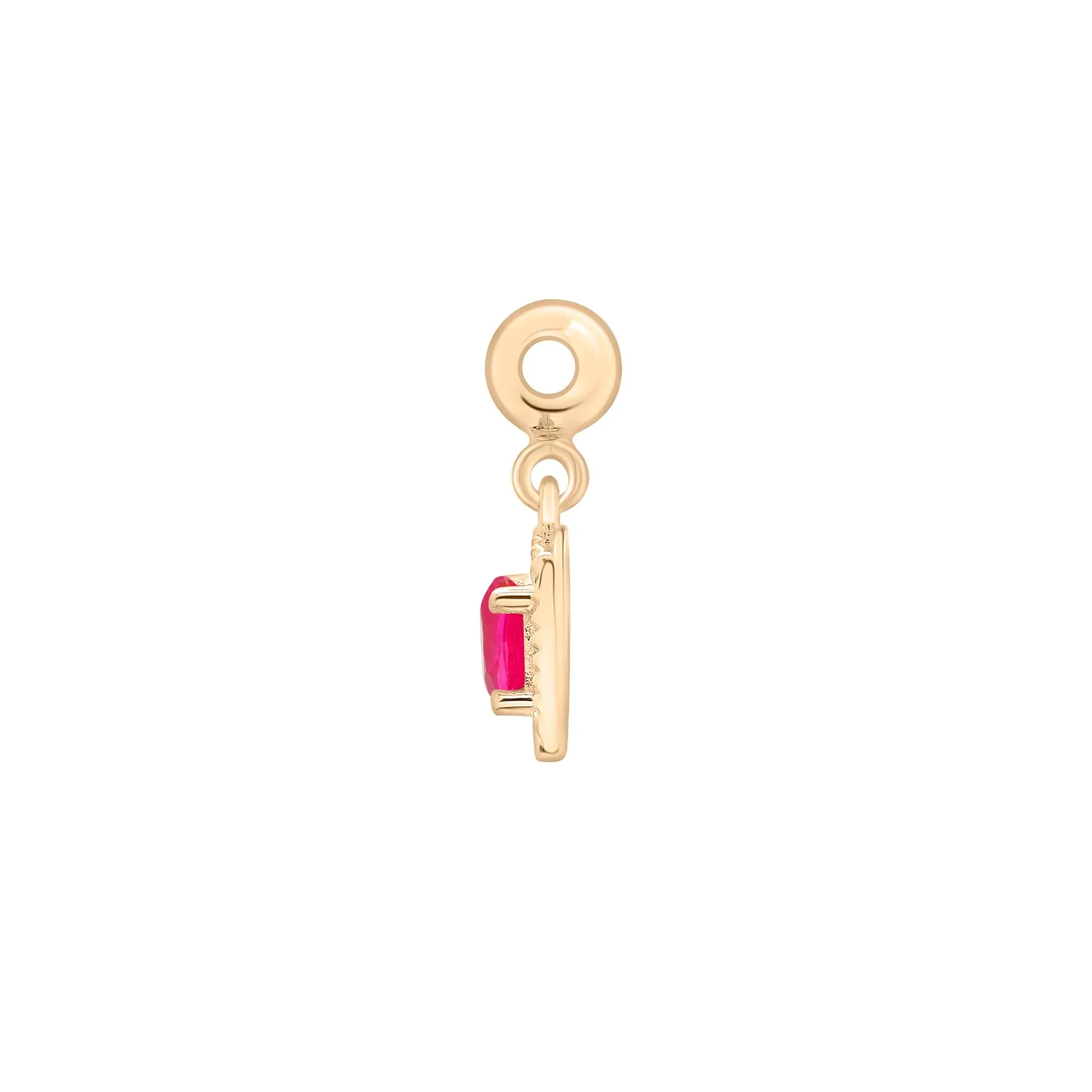 Lab-Created Ruby Medallion Birthstone Bead Charm Vermeil Yellow Size 13.00mm - Image 2