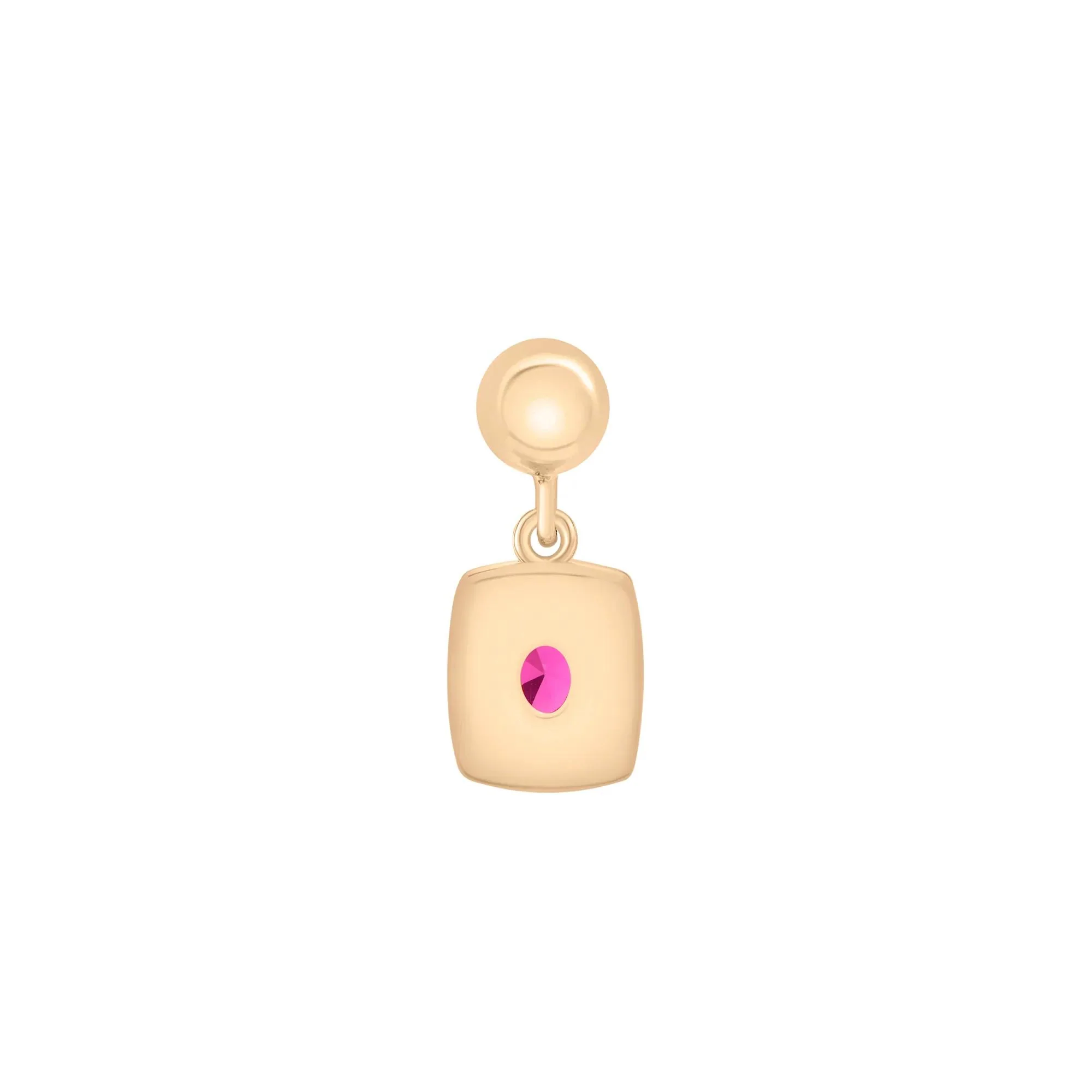 Lab-Created Ruby Medallion Birthstone Bead Charm Vermeil Yellow Size 13.00mm - Image 3