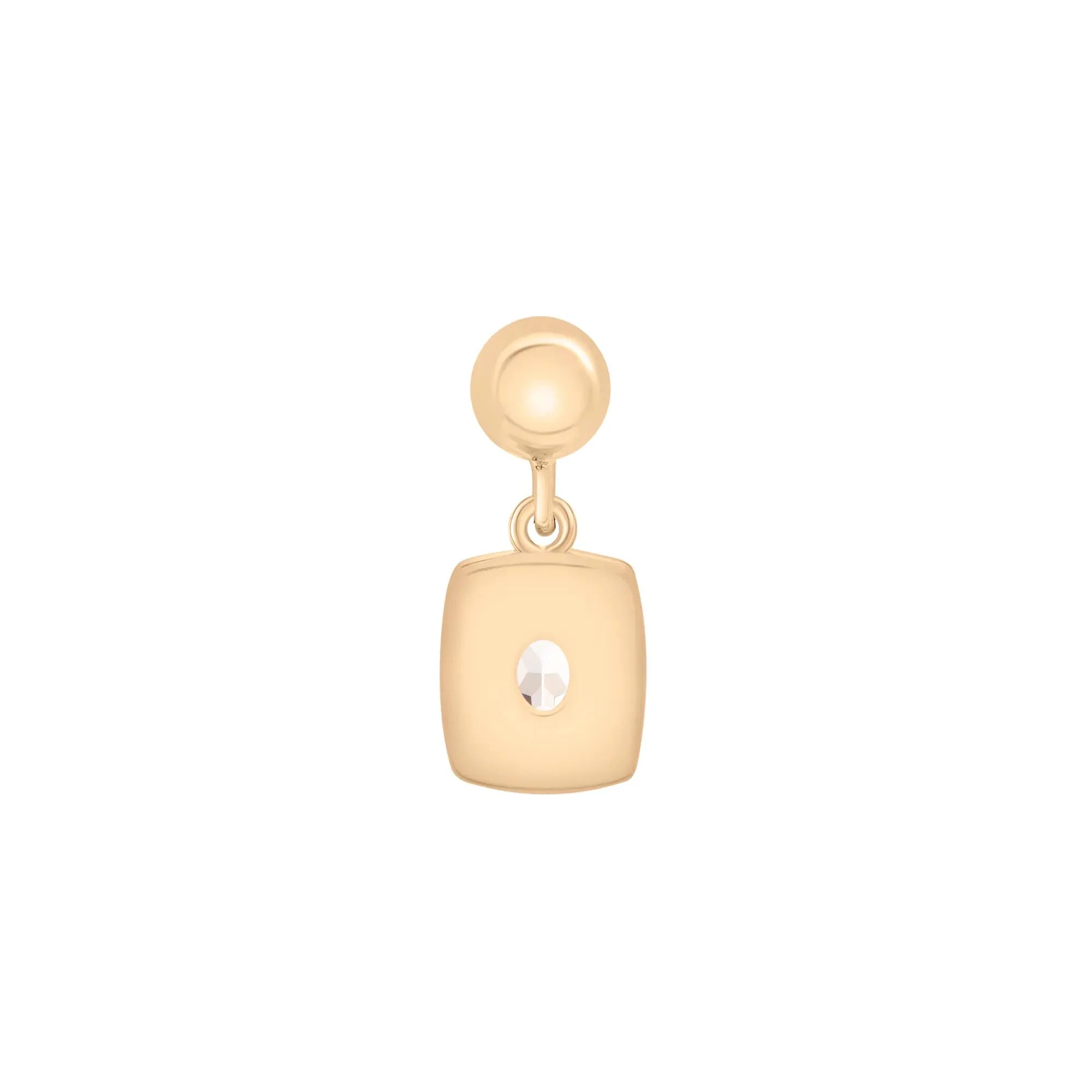 Lab-Created White Sapphire Medallion Birthstone Bead Charm Vermeil Yellow Size 13.00mm - Image 3