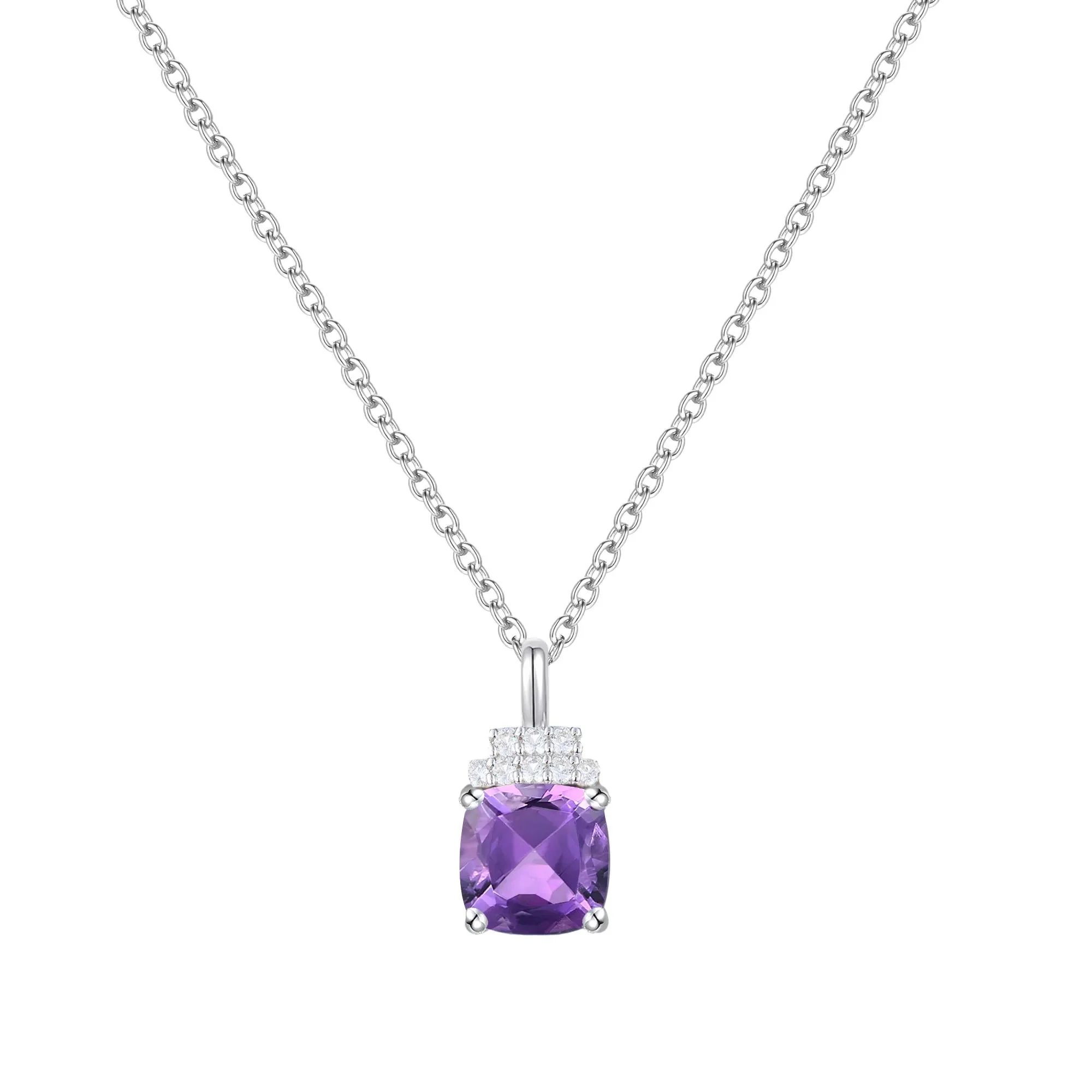 Amethyst & Lab-Created White Sapphire Ring Earring and Pendant Box Set .925 Sterling Silver Size 7 1mm - Image 7