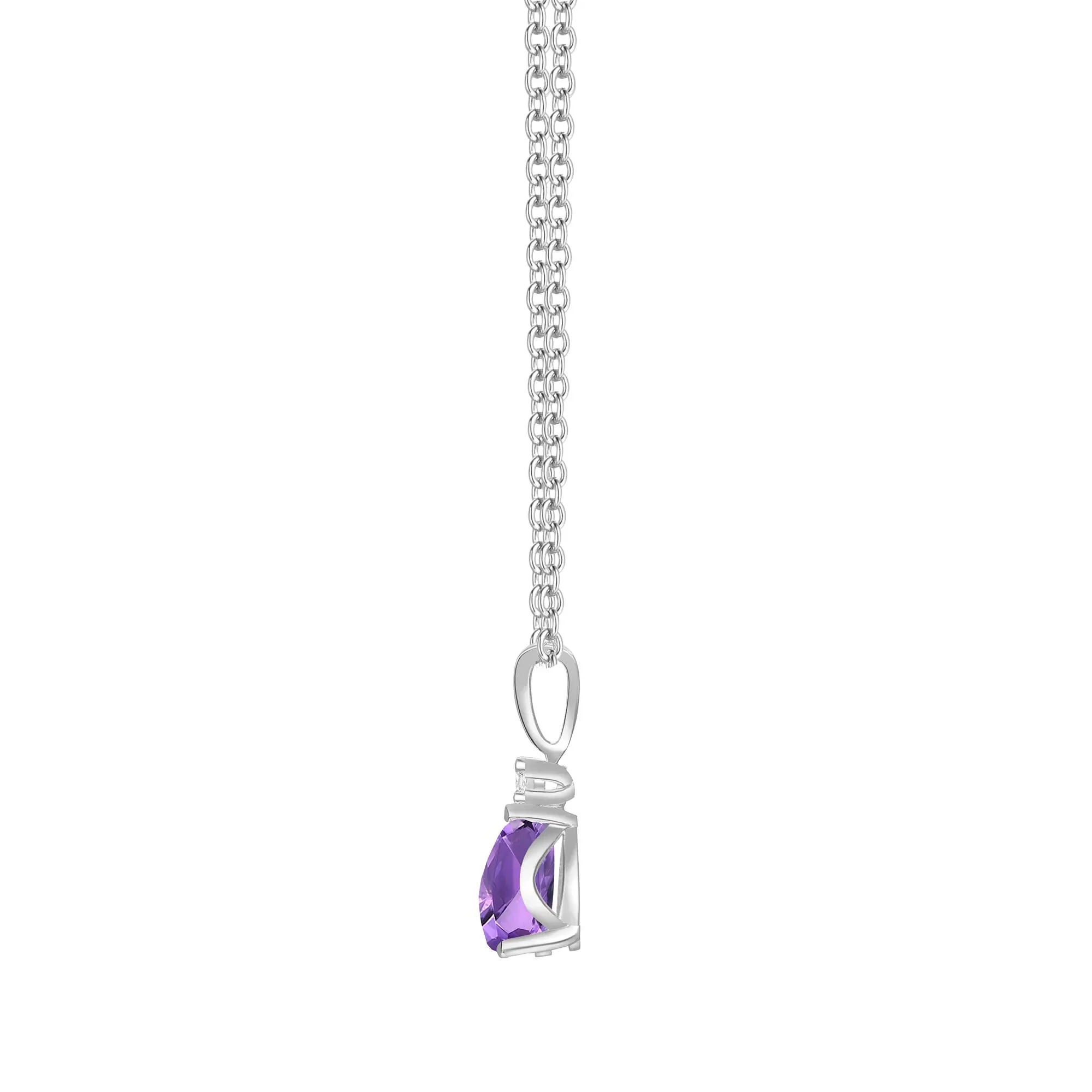 Amethyst & Lab-Created White Sapphire Ring Earring and Pendant Box Set .925 Sterling Silver Size 8 1mm - Image 2