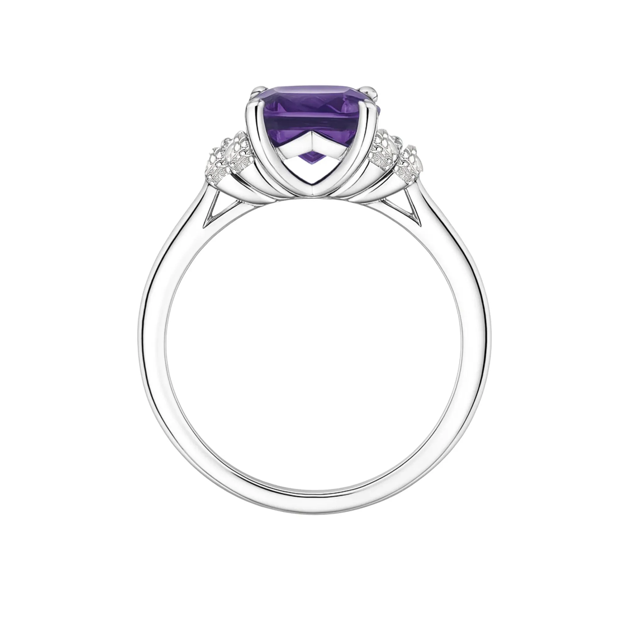 Amethyst & Lab-Created White Sapphire Ring Earring and Pendant Box Set .925 Sterling Silver Size 8 1mm - Image 3