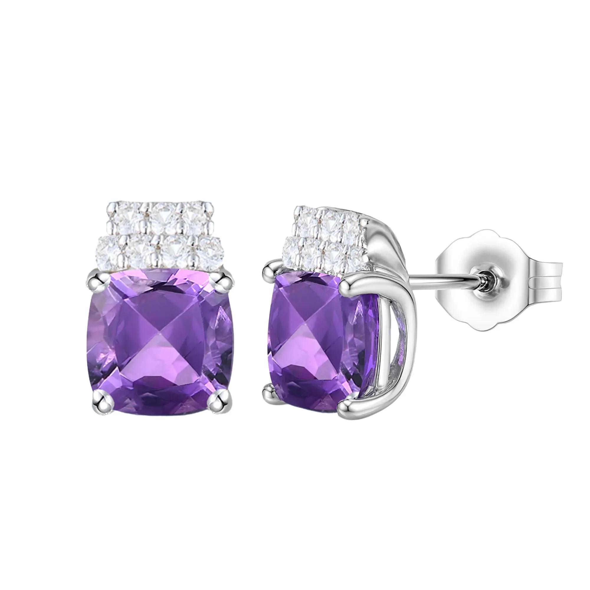 Amethyst & Lab-Created White Sapphire Ring Earring and Pendant Box Set .925 Sterling Silver Size 8 1mm - Image 8