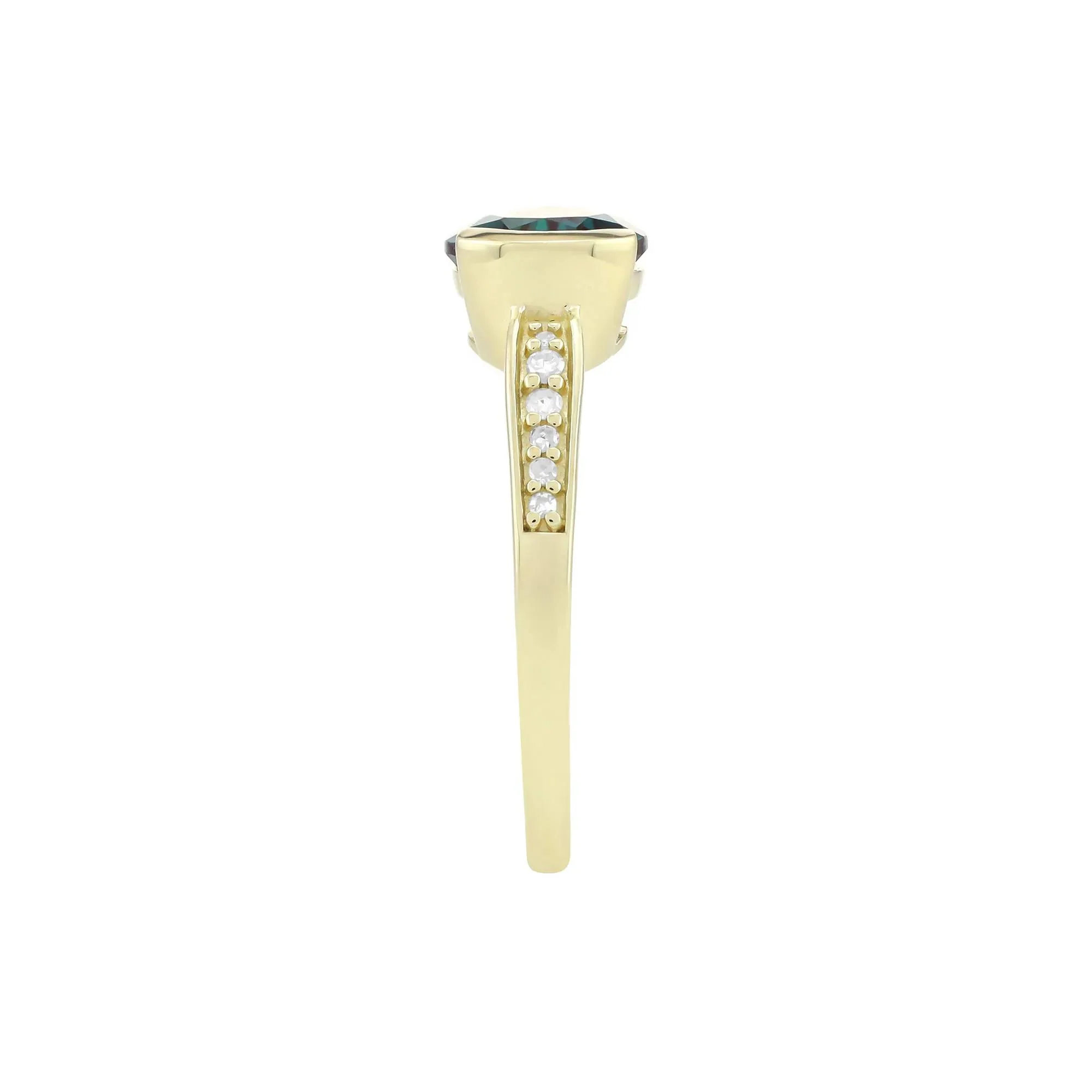Pear-Shaped Alexandrite & Diamond Accent Ring 10K Yellow Gold Size 6 1.5mm - Image 3