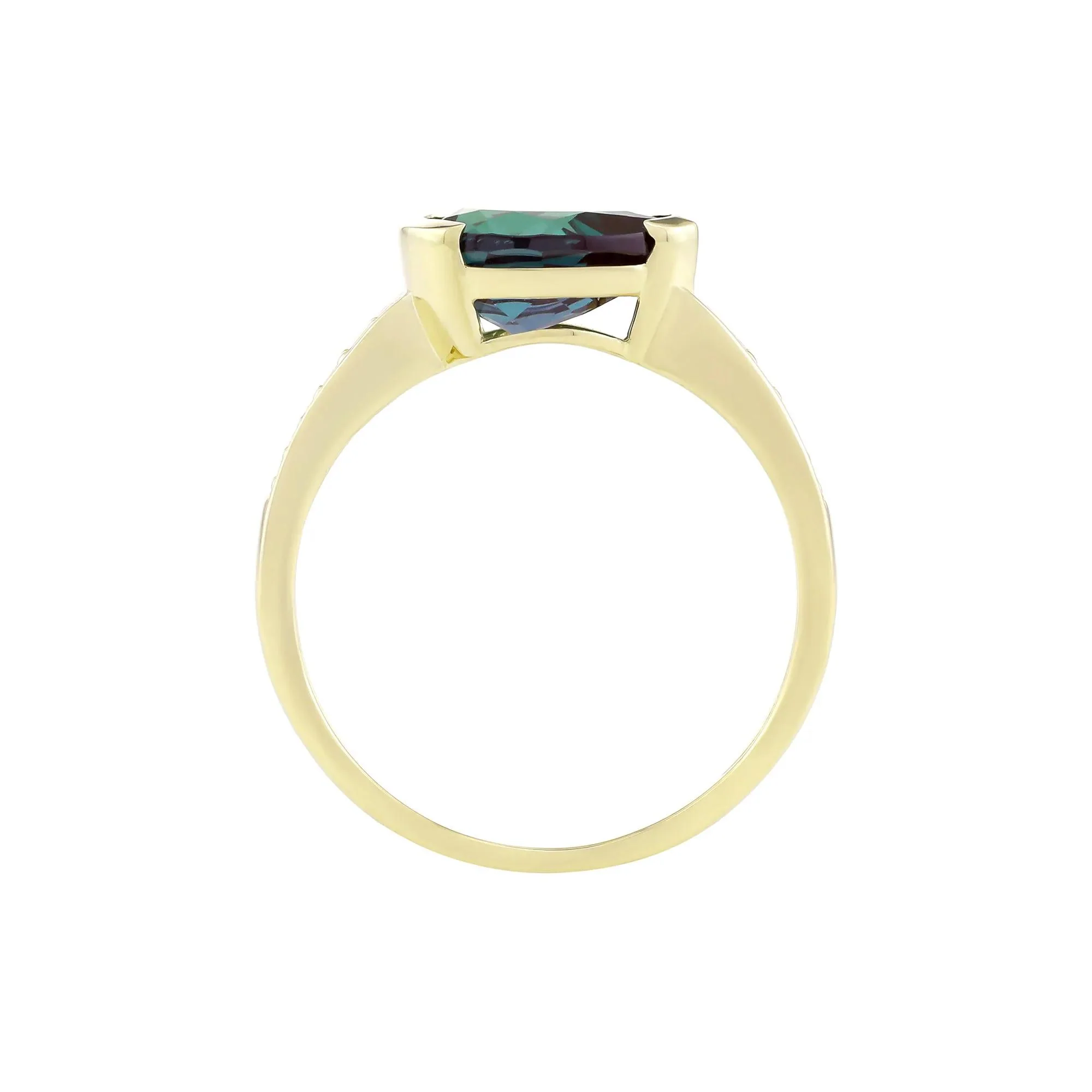 Pear-Shaped Alexandrite & Diamond Accent Ring 10K Yellow Gold Size 6.5 1.5mm - Image 2