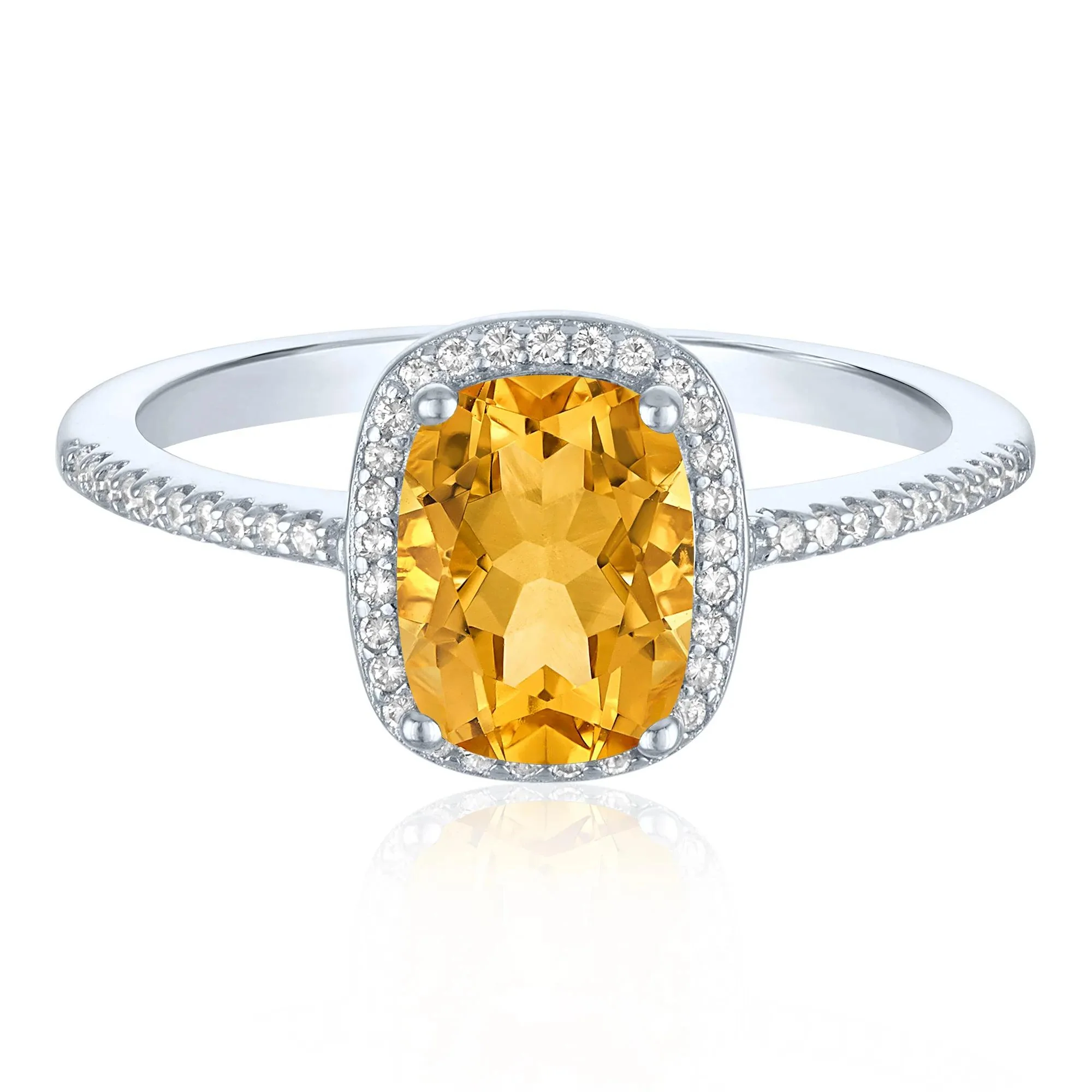 Citrine & Lab-Created White Sapphire Ring Earring and Pendant Box Set .925 Sterling Silver Size 6 1mm - Image 3