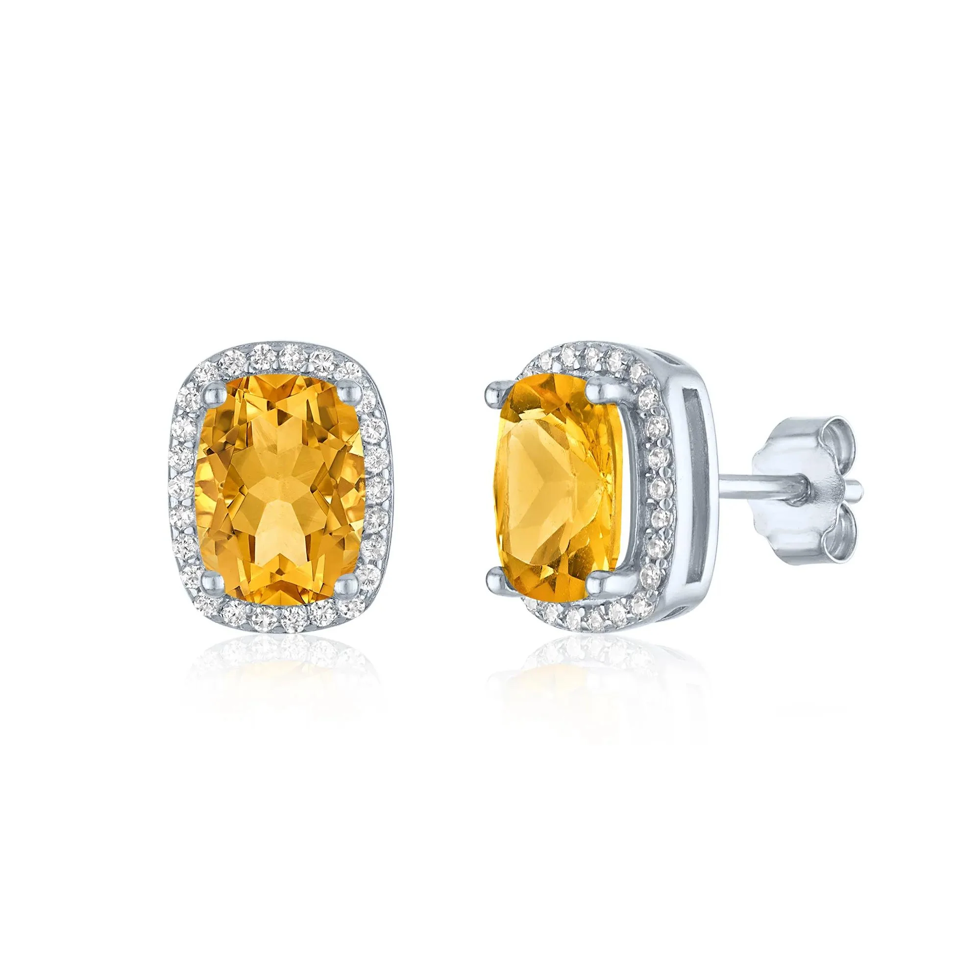 Citrine & Lab-Created White Sapphire Ring Earring and Pendant Box Set .925 Sterling Silver Size 6 1mm - Image 4