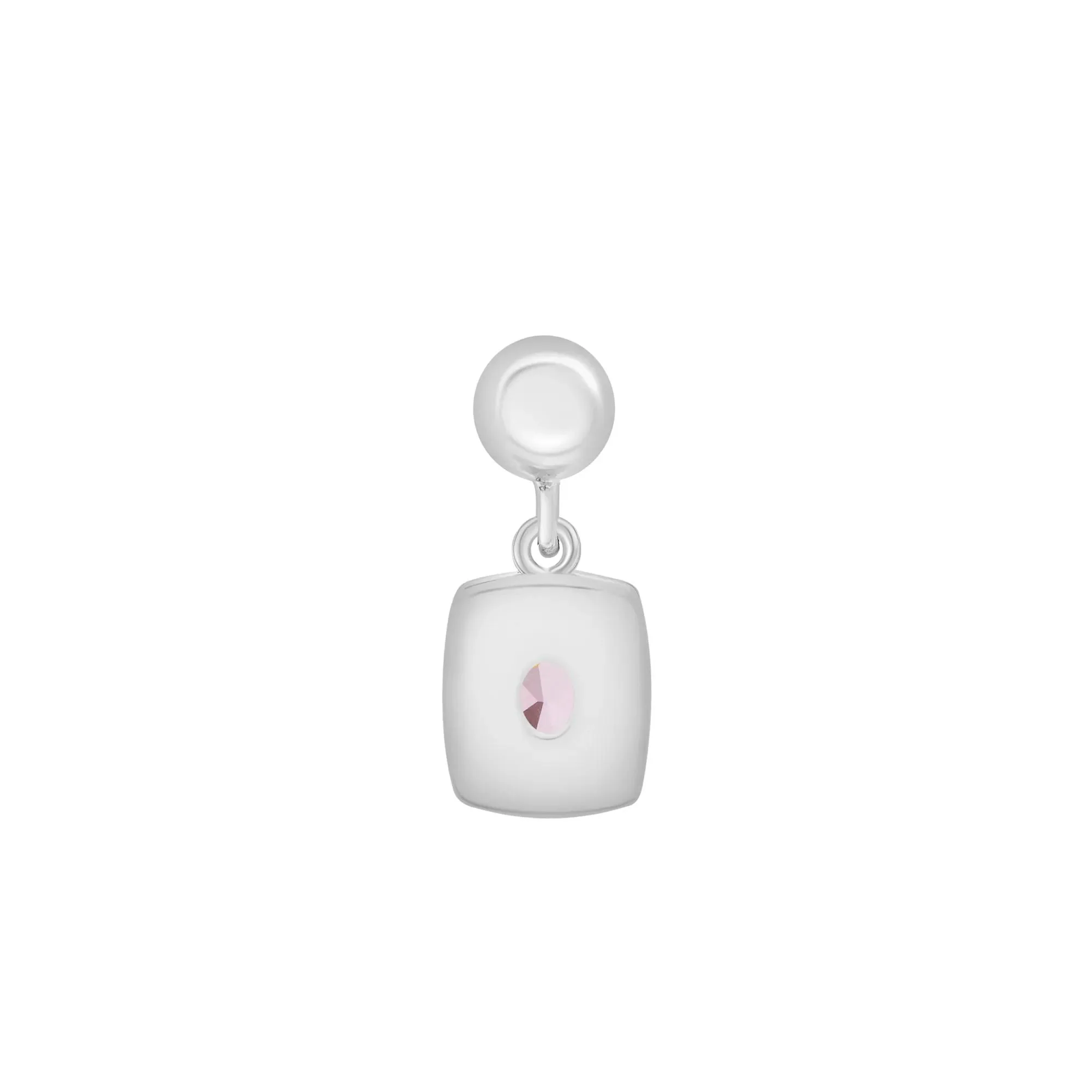 Lab-Created Pink Sapphire Medallion Birthstone Bead Charm .925 Sterling Silver White Size 13.00mm - Image 3