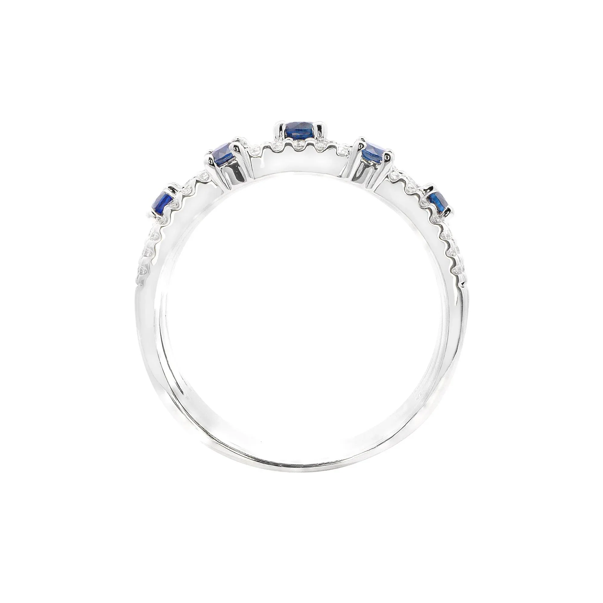 1/3 CT. Tw. Blue Sapphire & Diamond Three-Layer Ring 10K White Gold Size 8 1mm - Image 2