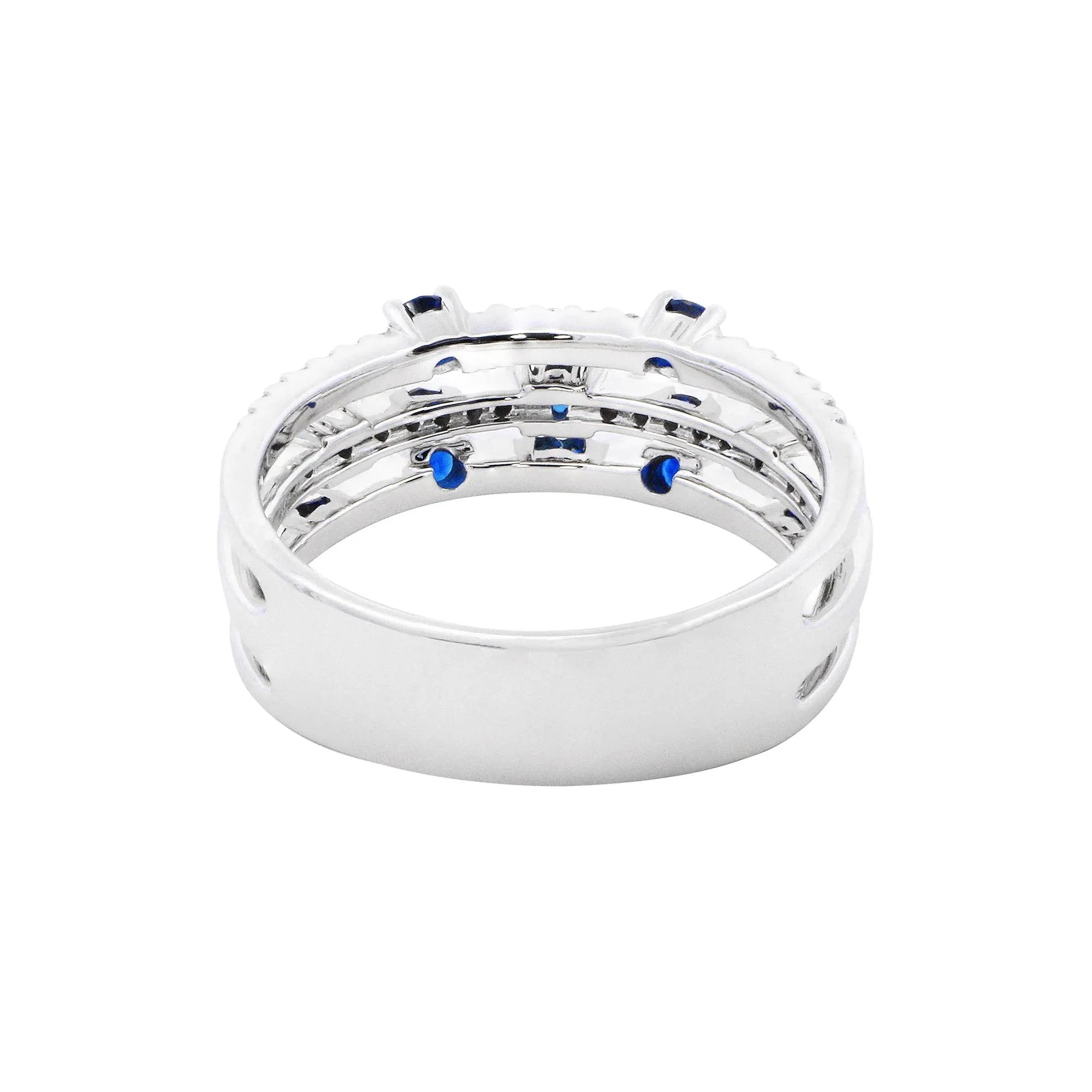 1/3 CT. Tw. Blue Sapphire & Diamond Three-Layer Ring 10K White Gold Size 9 1mm - Image 4