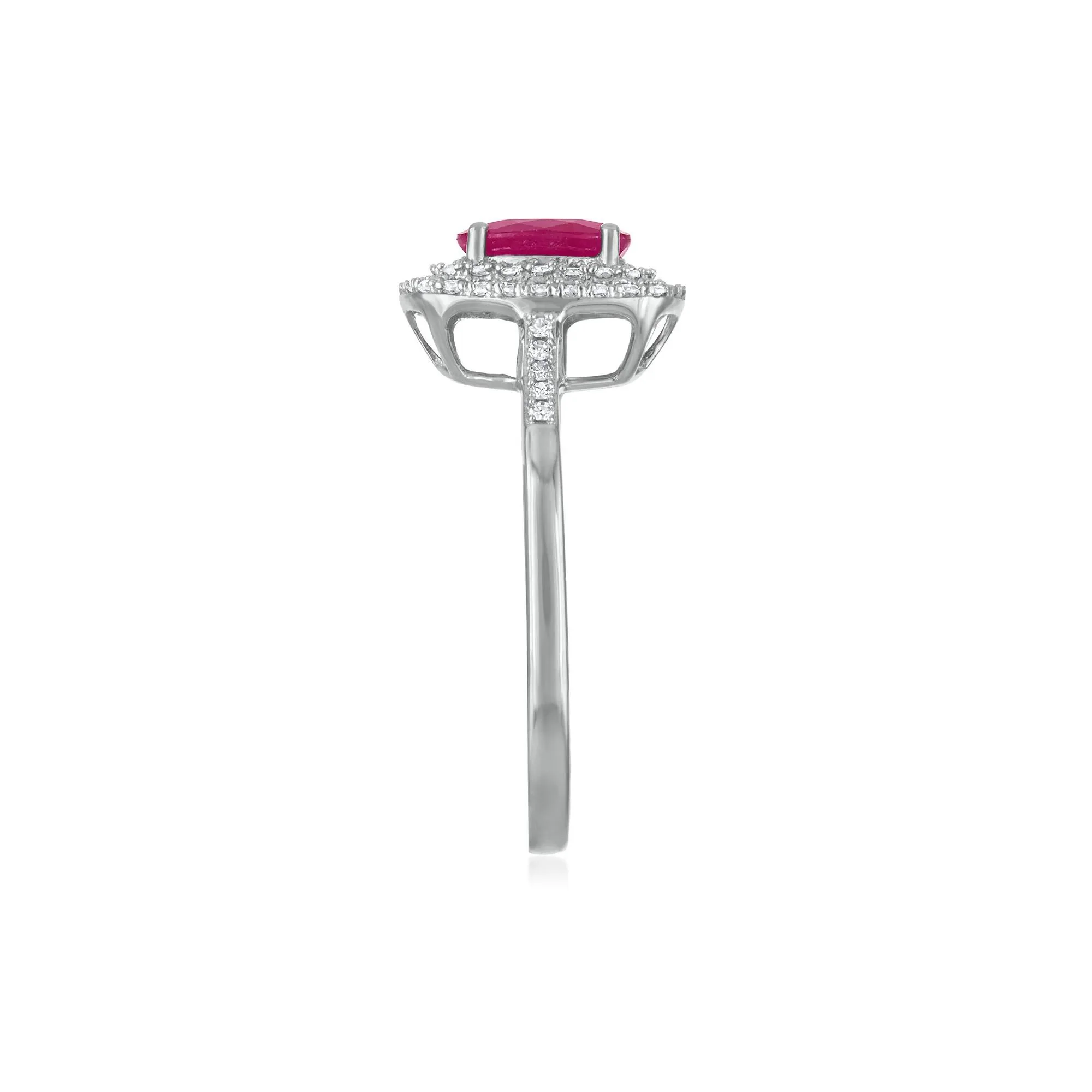 1/3 CT. Tw. Oval Ruby Halo Ring 10K White Gold Size 6.5 1.5mm - Image 2