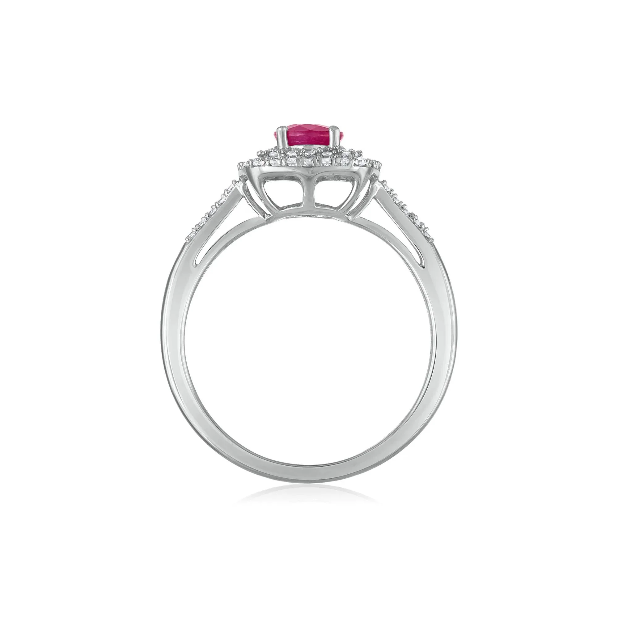 1/3 CT. Tw. Oval Ruby Halo Ring 10K White Gold Size 7 1.5mm