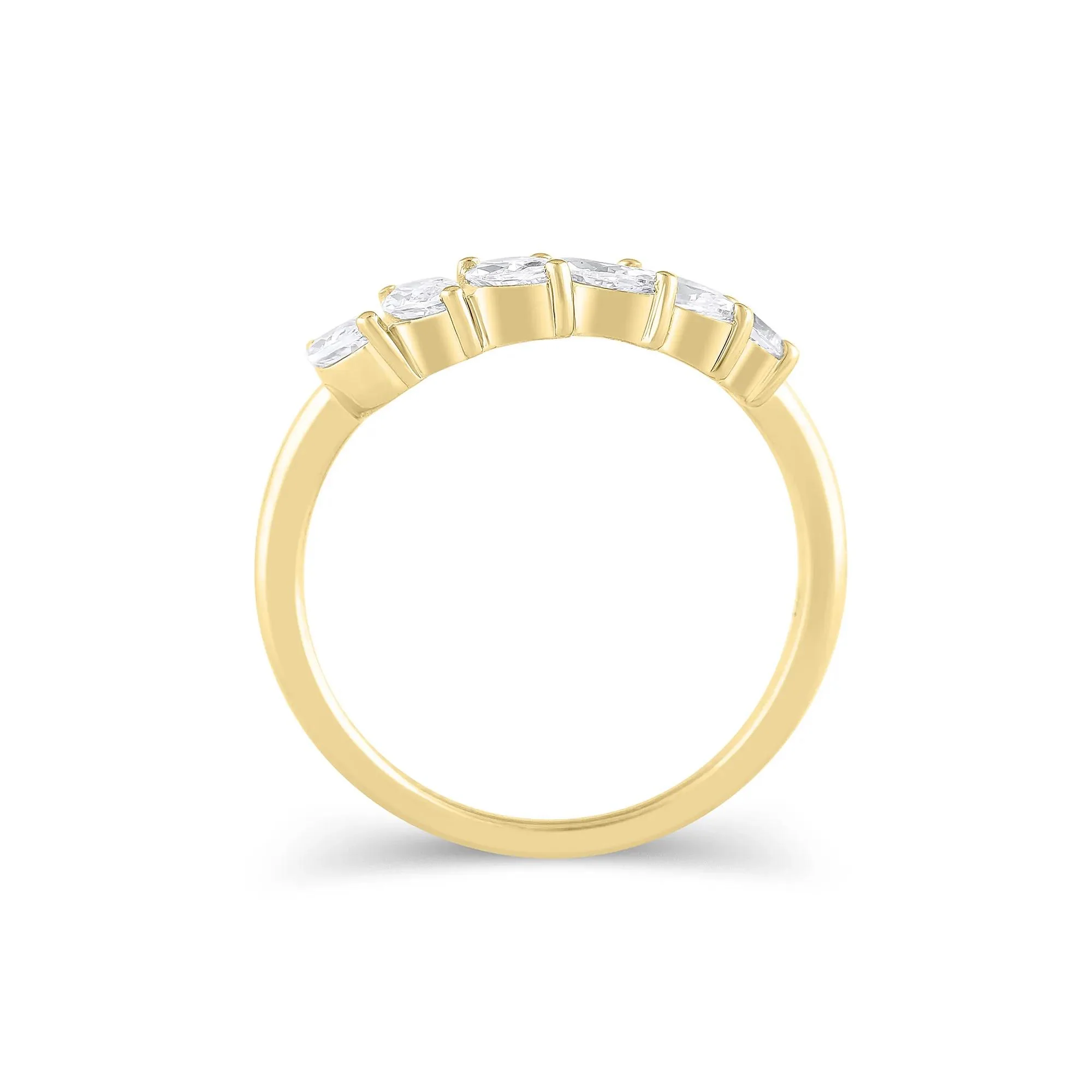 3/4 CT. Tw. Lab Grown Diamond Marquise-Cut Contour Band Ring 14K Yellow Gold Round Brilliant Cut Size 9.5 9mm - Image 2