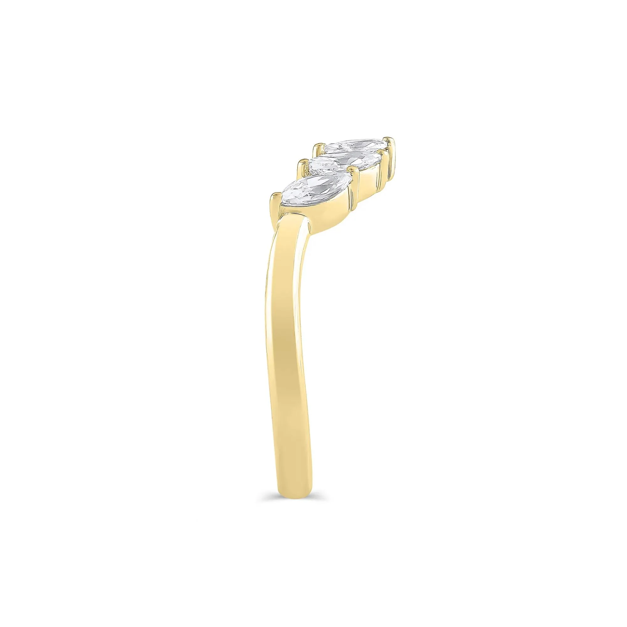 3/4 CT. Tw. Lab Grown Diamond Marquise-Cut Contour Band Ring 14K Yellow Gold Round Brilliant Cut Size 9.5 9mm - Image 3
