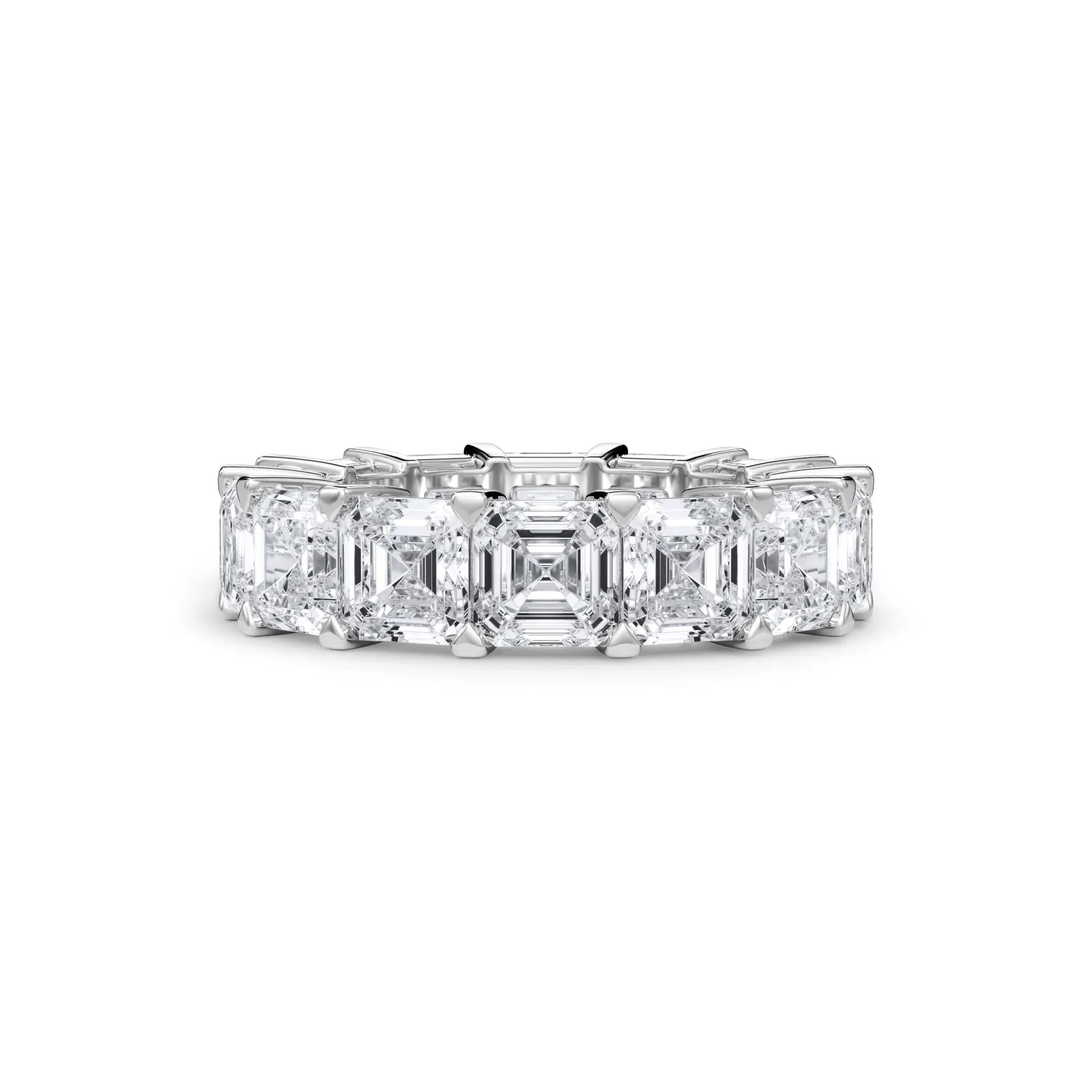 10 1/2 CT. Tw. Lab Grown Diamond Asscher-Cut Eternity Band Ring 18K White Gold Size 4 3mm
