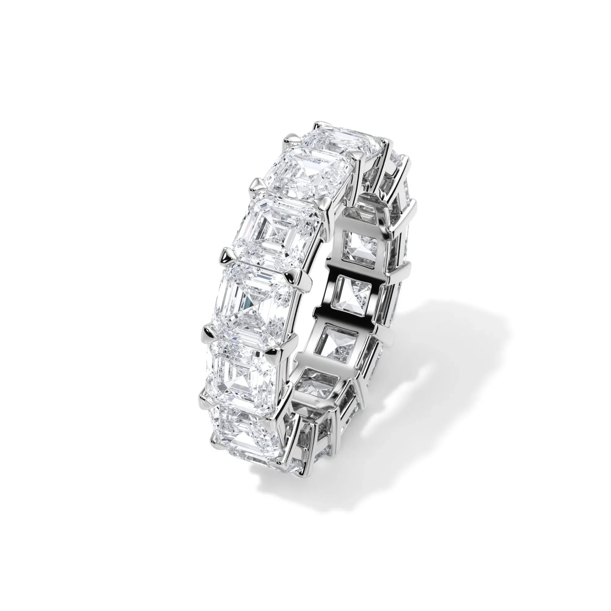 10 1/2 CT. Tw. Lab Grown Diamond Asscher-Cut Eternity Band Ring 18K White Gold Size 6 3mm - Image 4