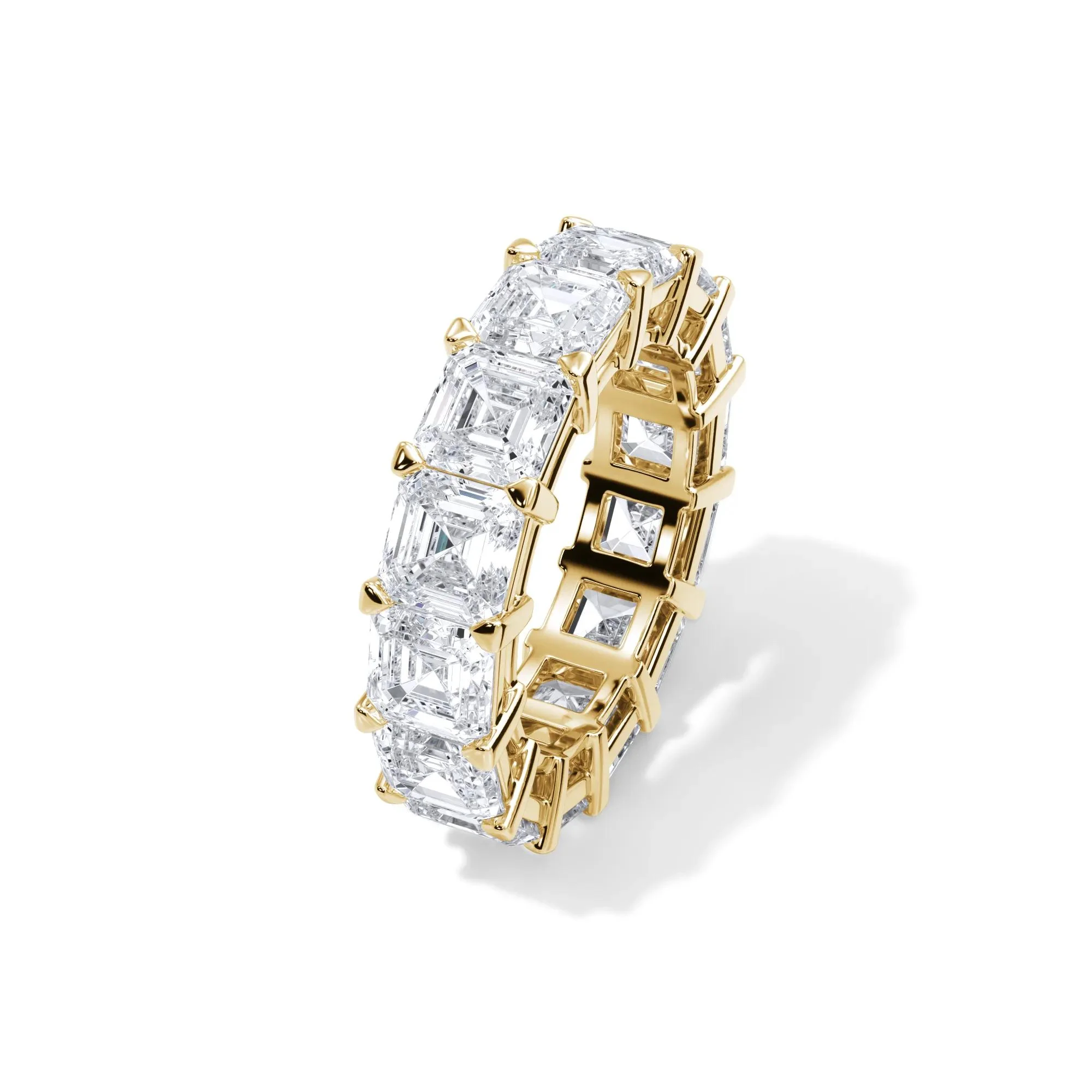 10 1/2 CT. Tw. Lab Grown Diamond Asscher-Cut Eternity Band Ring 18K Yellow Gold Size 8.5 3mm - Image 4