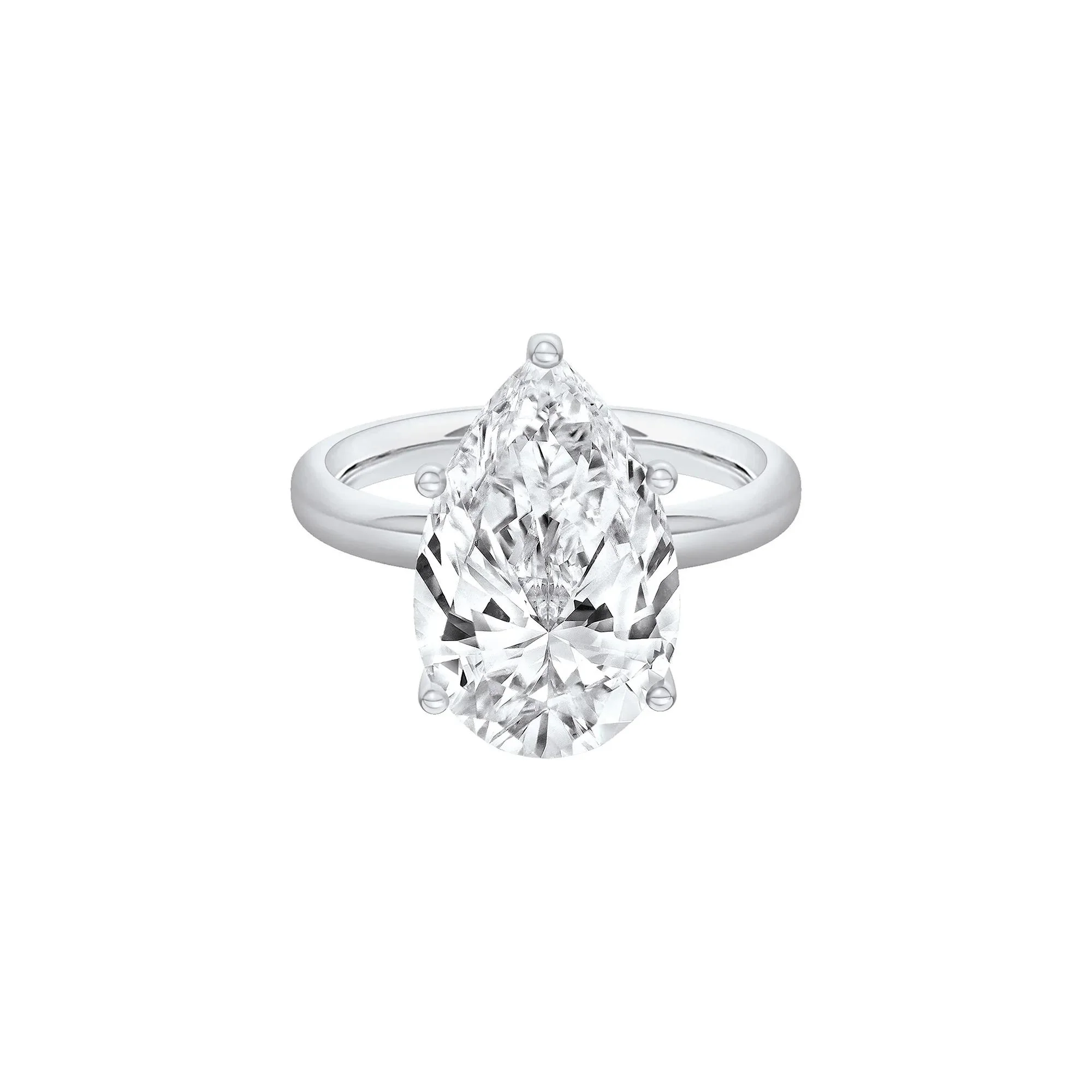 Lab Grown Diamond Pear-Shaped Solitaire Engagement Ring Platinum (6 CT.) White Size 7.5 2mm