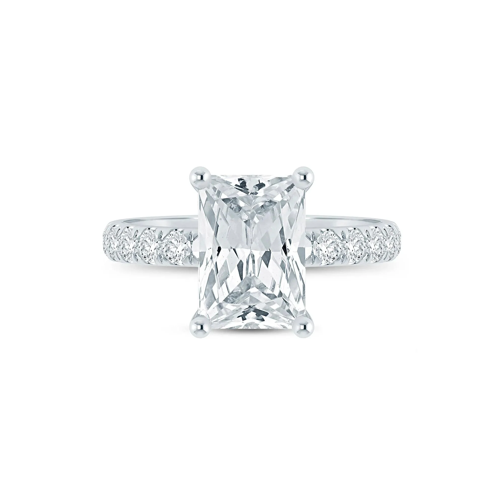 4 1/2 CT. Tw. Lab Grown Diamond Radiant-Cut Engagement Ring 14K White Gold Size 7 2mm