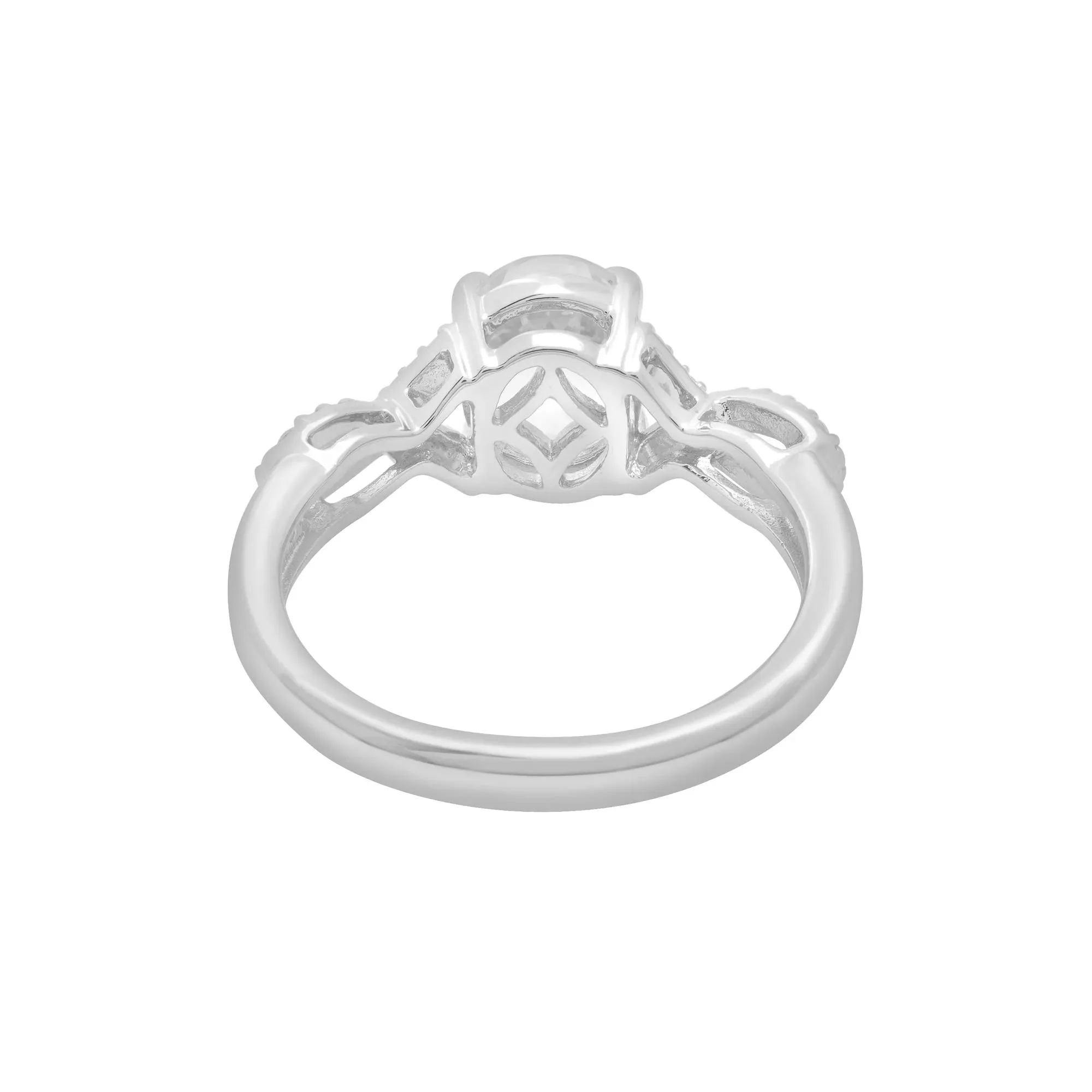 Oval Lab-Created White Sapphire with Diamond Accents .925 Sterling .925 Sterling Silver Ring Size 7 1mm - Image 4