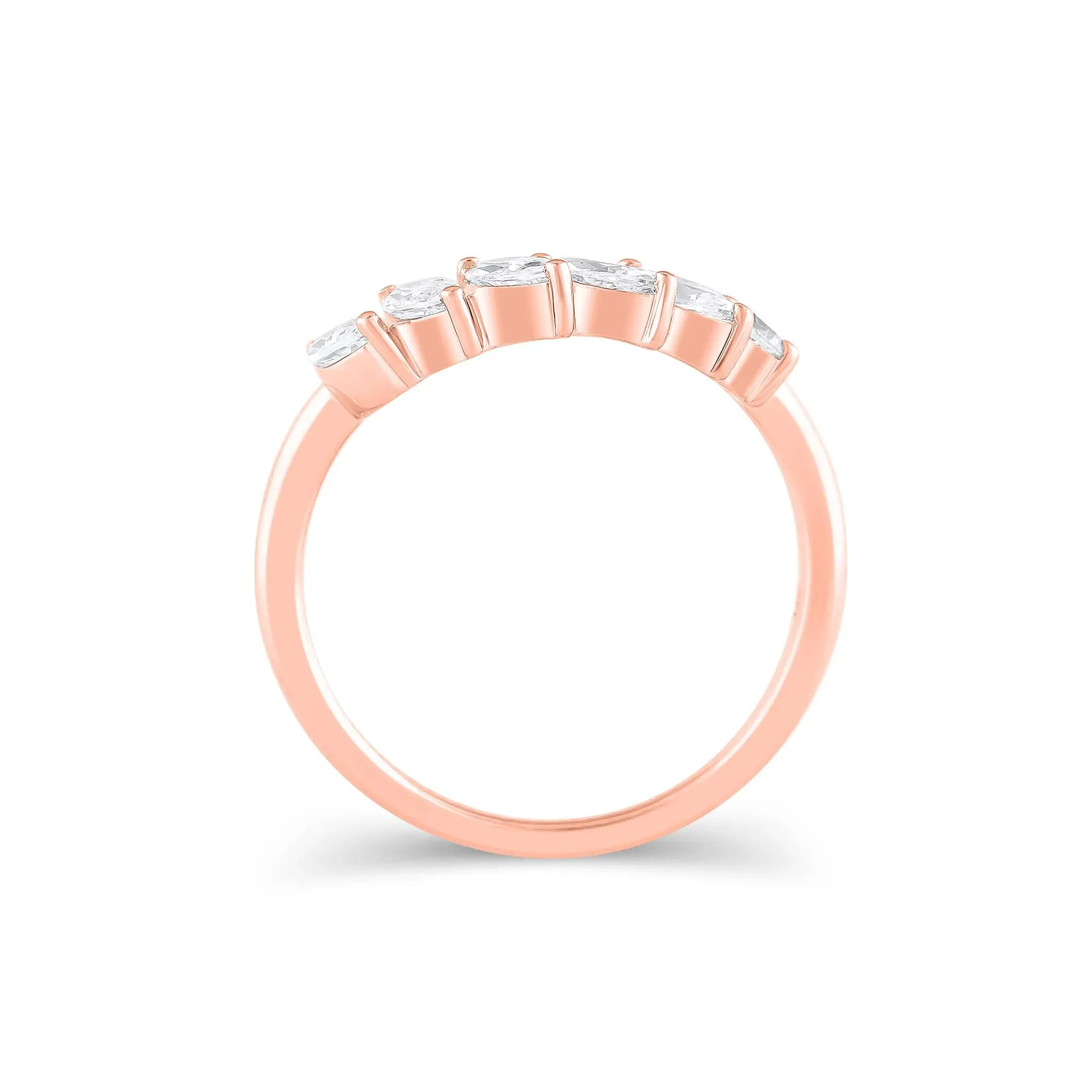 3/4 CT. Tw. Lab Grown Diamond Marquise-Cut Contour Band Ring 14K Rose Gold Round Brilliant Cut Size 6.5 9mm - Image 2