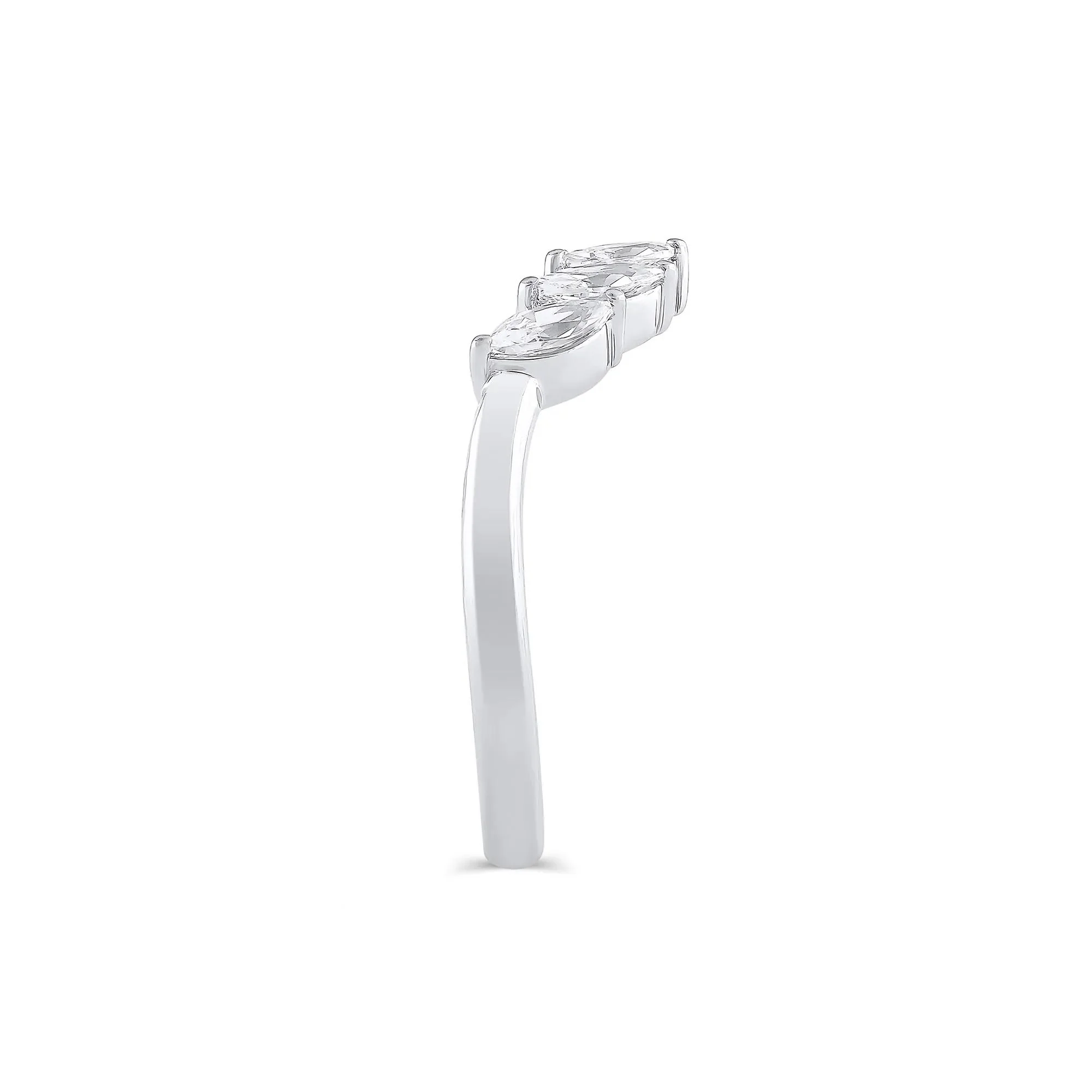 3/4 CT. Tw. Lab Grown Diamond Marquise-Cut Contour Band Ring 14K White Gold Round Brilliant Cut Size 8.5 9mm - Image 3