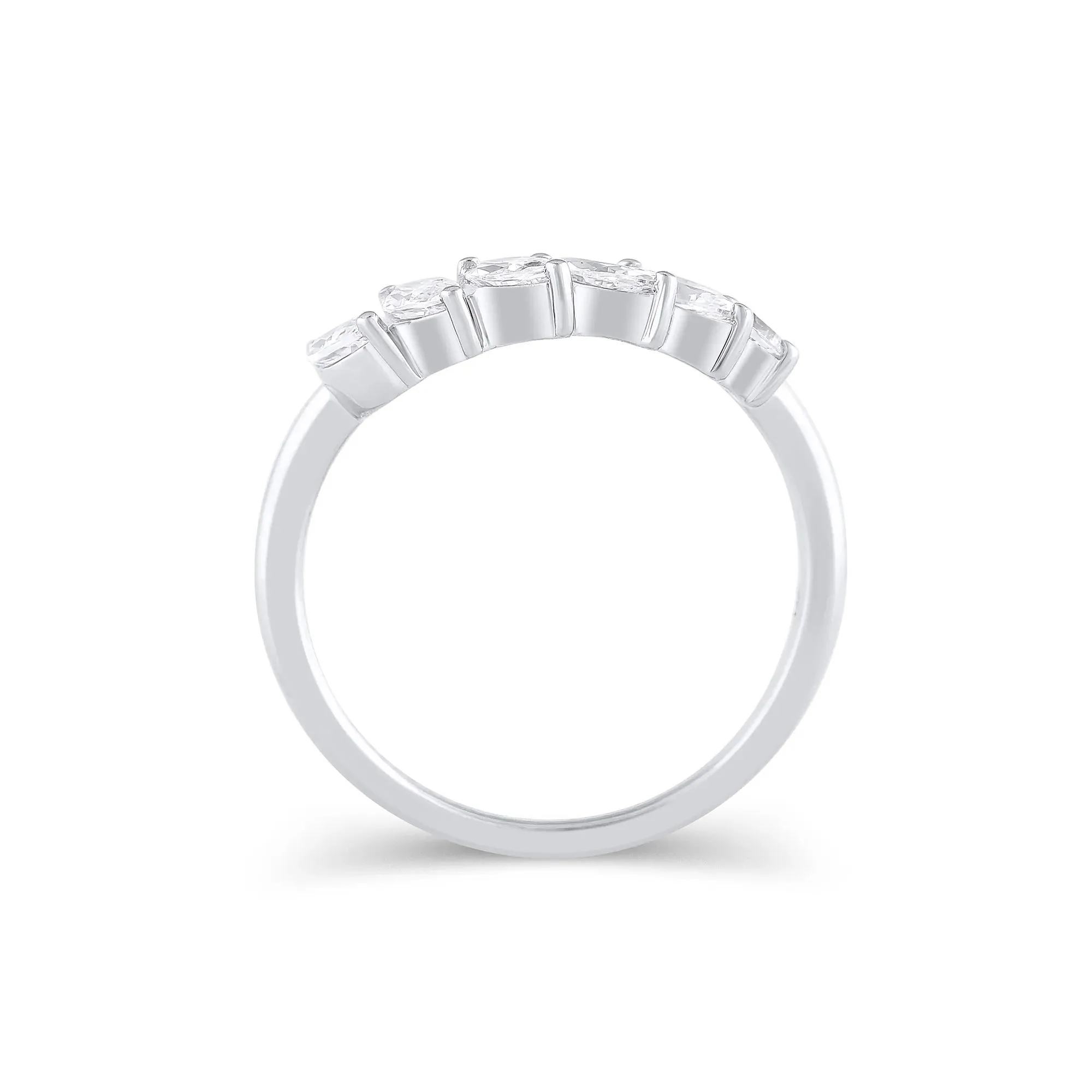 3/4 CT. Tw. Lab Grown Diamond Marquise-Cut Contour Band Ring 14K White Gold Round Brilliant Cut Size 9.5 9mm - Image 2