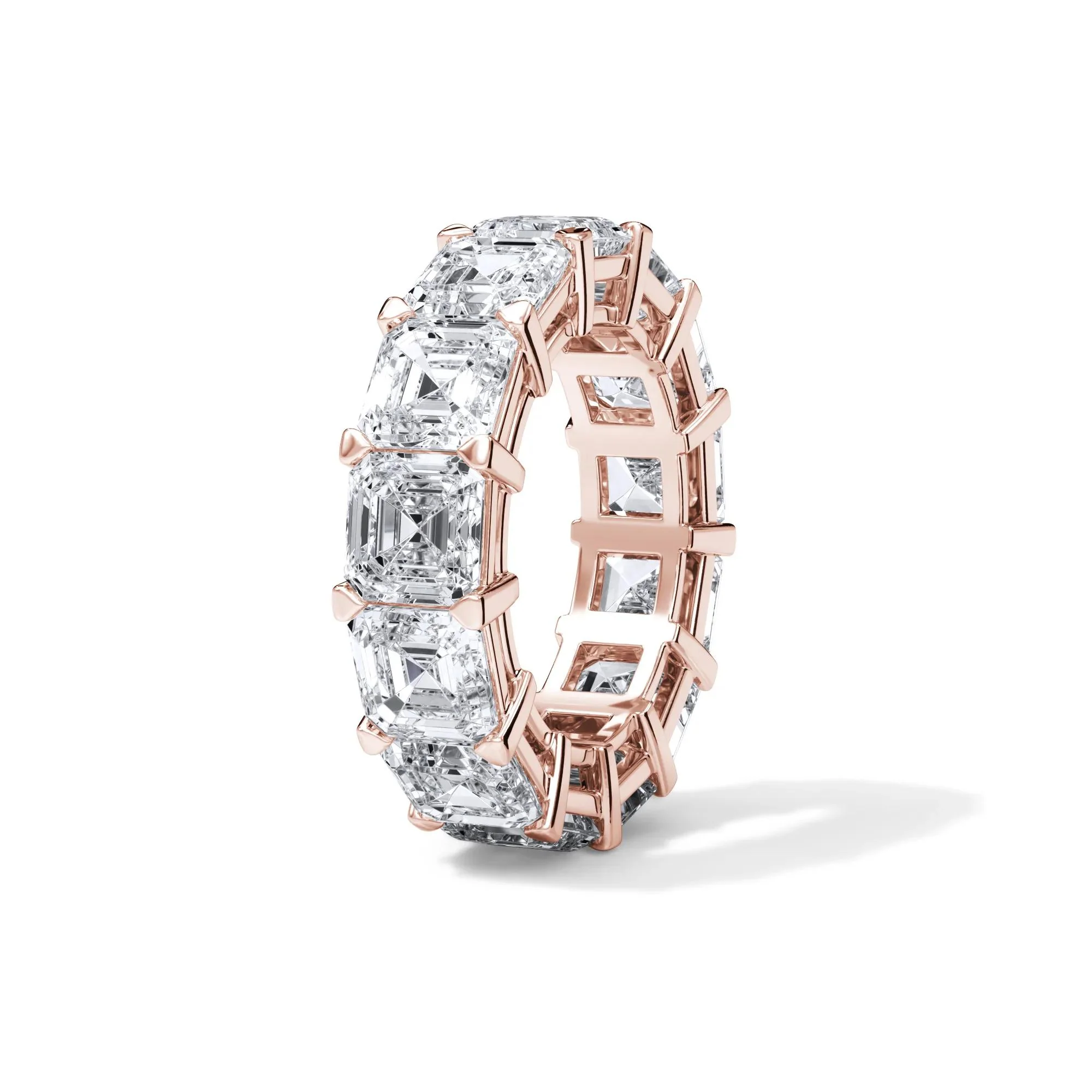13 CT. Tw. Lab Grown Diamond Asscher-Cut Eternity Band Ring 18K Rose Gold Size 7.5 3mm - Image 3