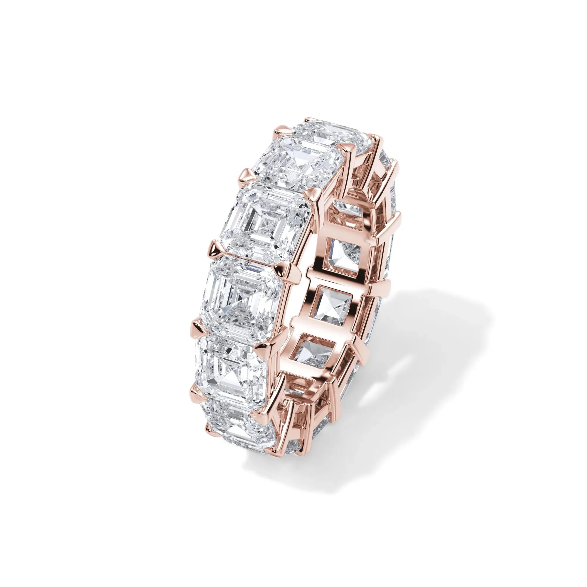 13 CT. Tw. Lab Grown Diamond Asscher-Cut Eternity Band Ring 18K Rose Gold Size 8.5 3mm - Image 4