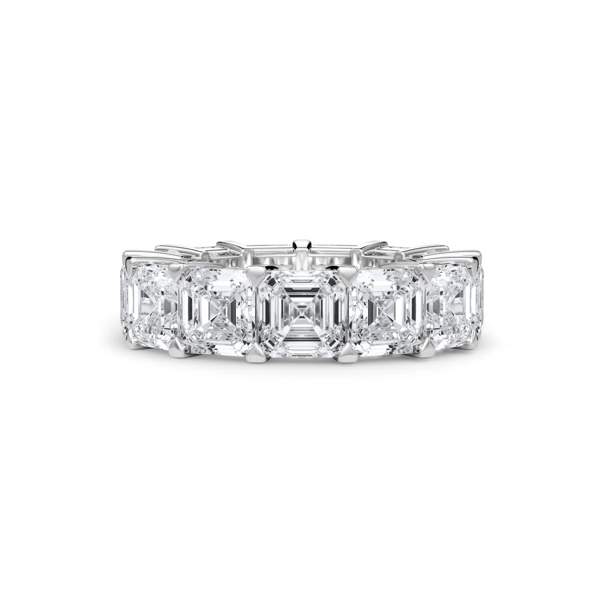 13 CT. Tw. Lab Grown Diamond Asscher-Cut Eternity Band Ring 18K White Gold Size 4 3mm
