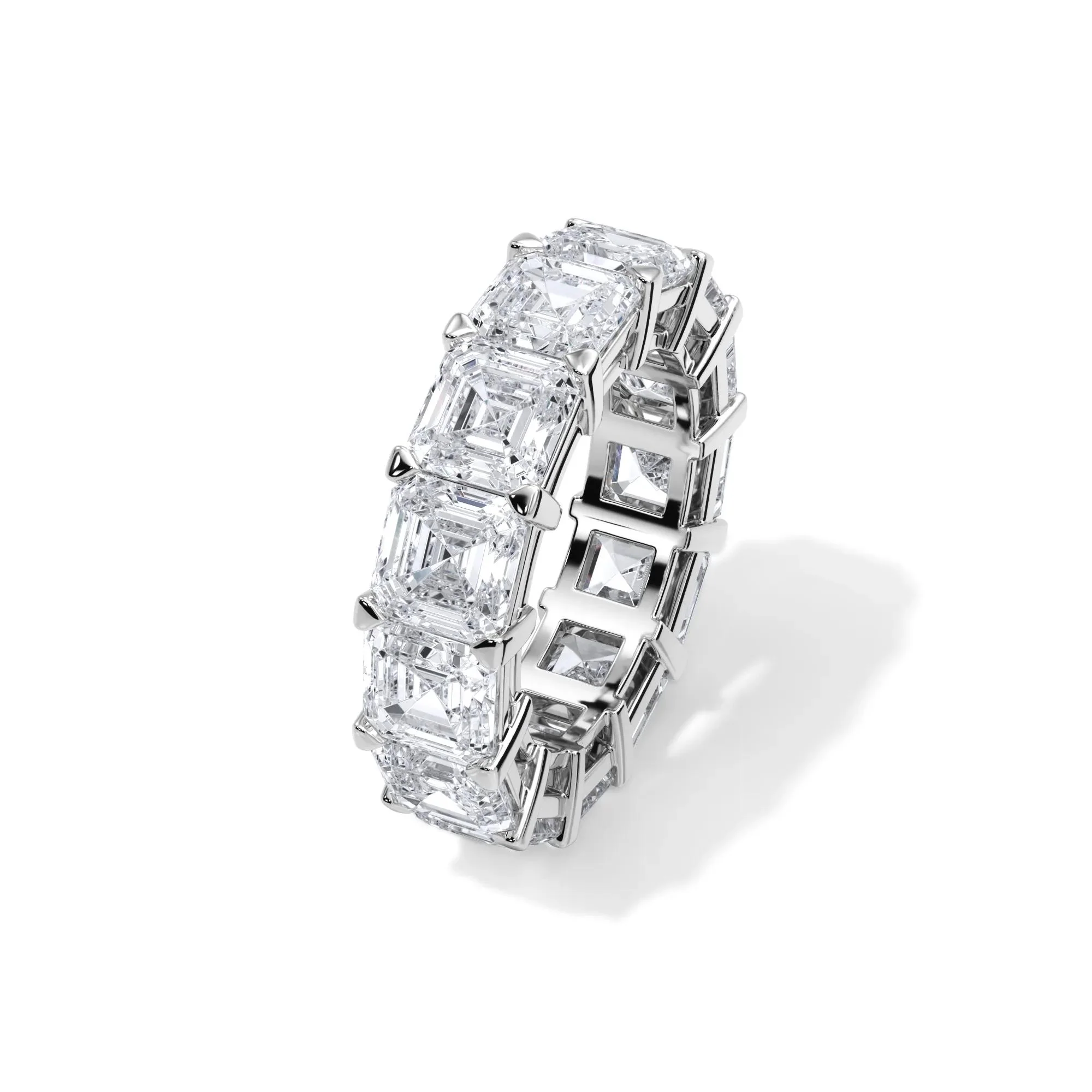 13 CT. Tw. Lab Grown Diamond Asscher-Cut Eternity Band Ring 18K White Gold Size 5 3mm - Image 4
