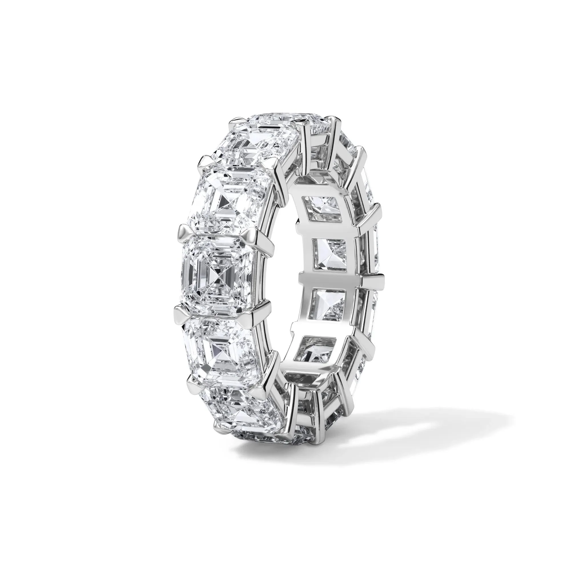 13 CT. Tw. Lab Grown Diamond Asscher-Cut Eternity Band Ring 18K White Gold Size 7 3mm - Image 3