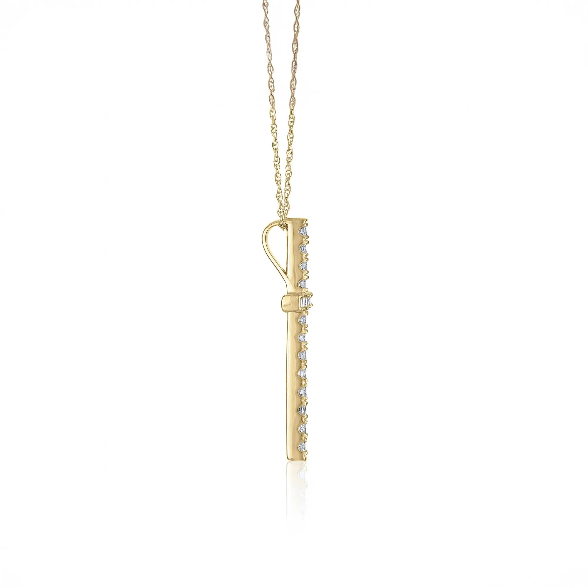 1/3 CT. Tw. Diamond Cross Pendant Necklace 14K Yellow Gold Size 18" - Image 2