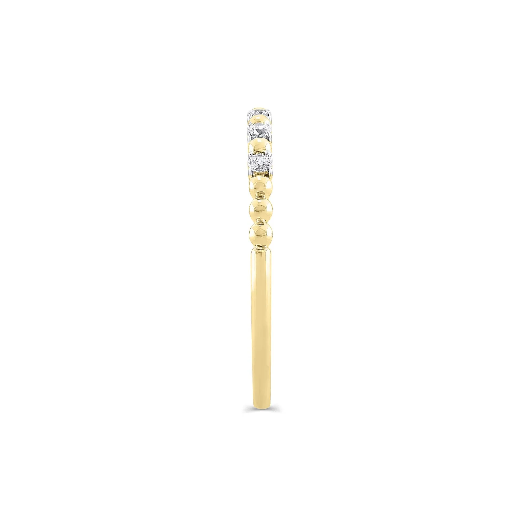 1/10 CT. Tw. Lab Grown Diamond Round Stacking Ring 10K Yellow Gold Size 6 1.5mm - Image 3