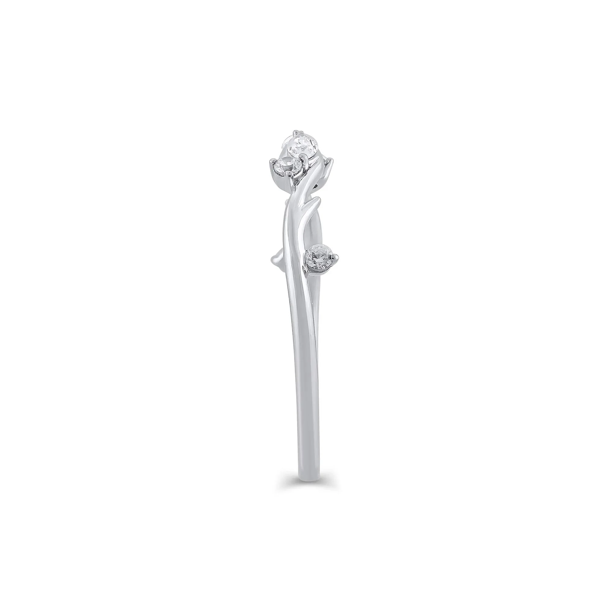 1/7 CT. Tw. Lab Grown Diamond Round & Marquise Open Stacking Ring 14K White Gold Size 5.5 4mm - Image 3