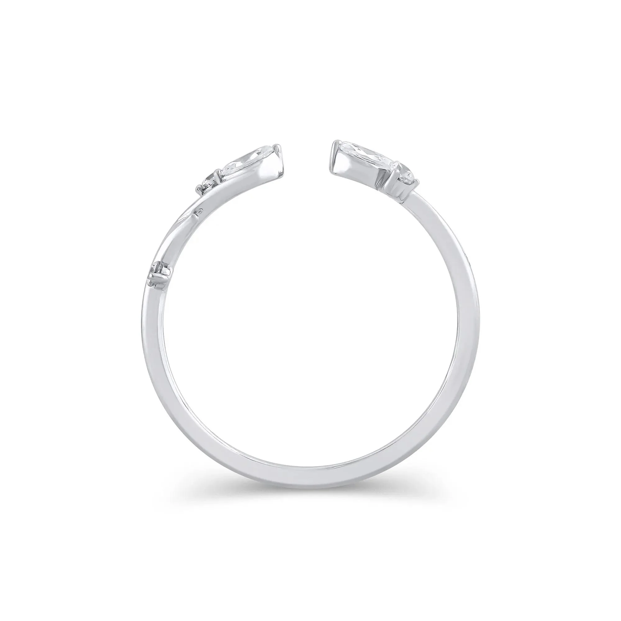1/7 CT. Tw. Lab Grown Diamond Round & Marquise Open Stacking Ring 14K White Gold Size 7.5 4mm - Image 2