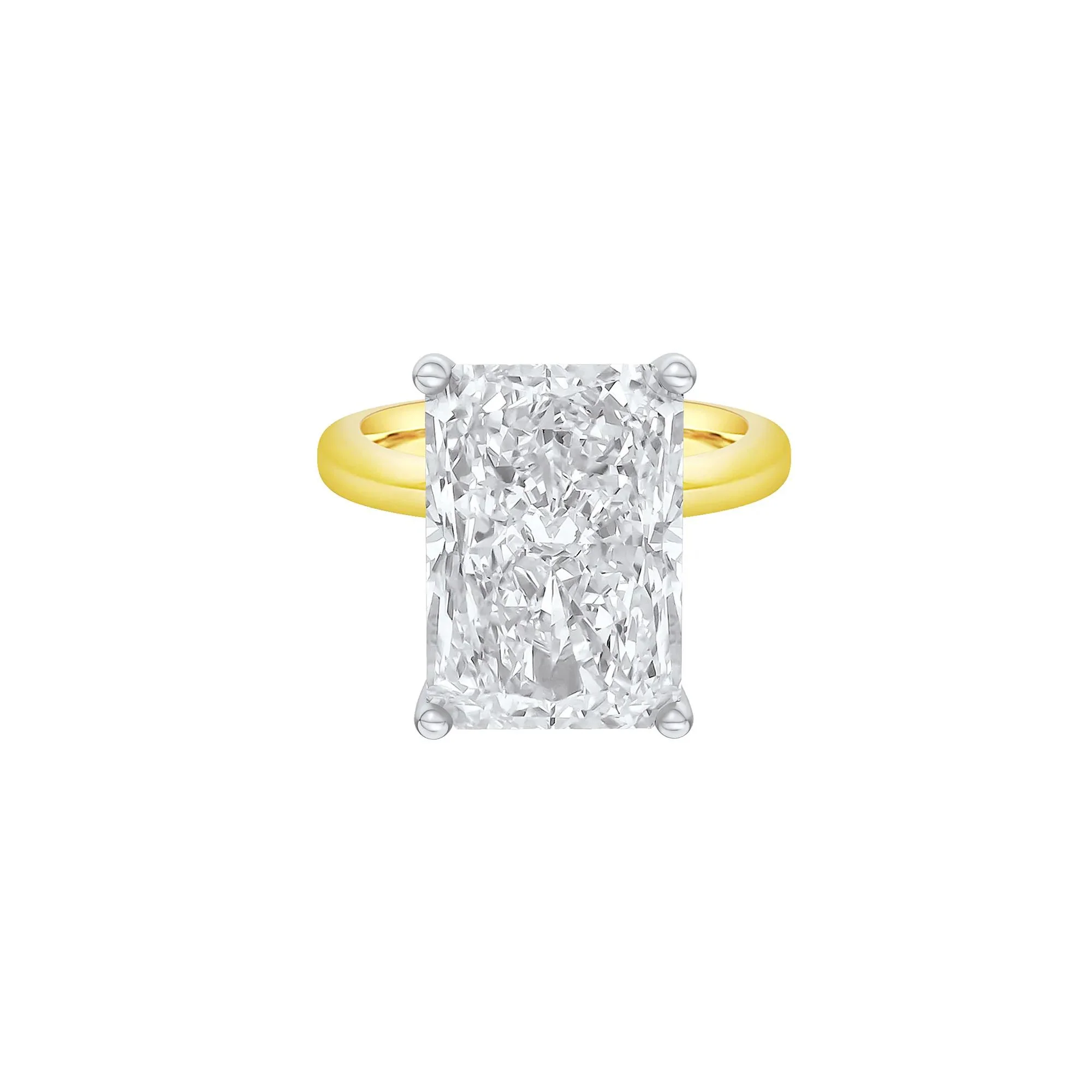 Lab Grown Diamond Radiant-Cut Solitaire Ring 14K Yellow & White Gold (10 CT.) Size 12 2mm